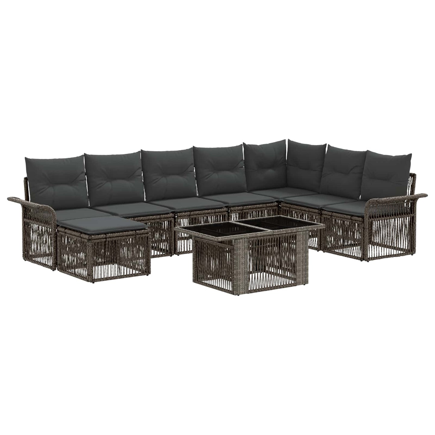 Gartensofa-set 9 stk. Grau und Dunkelgrau Poly-Rattan