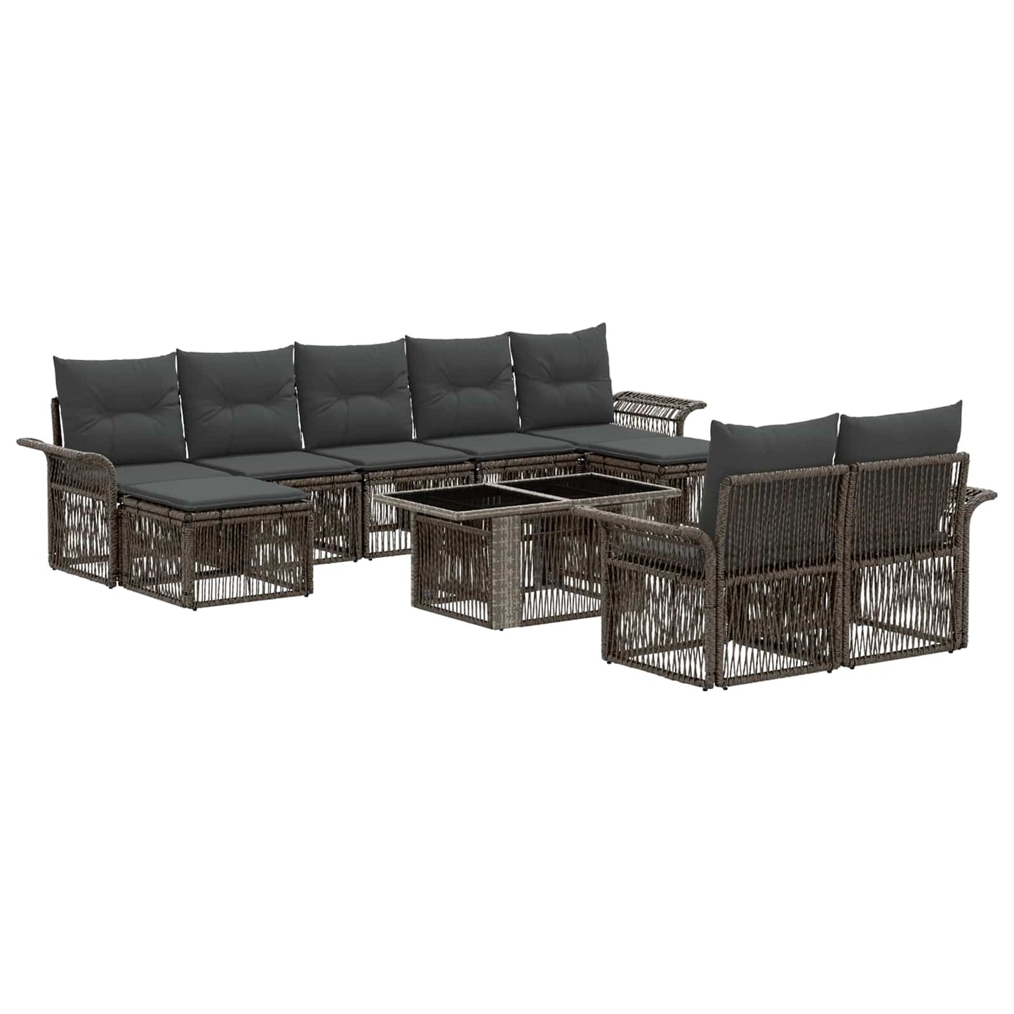 Gartensofa-set 10 stk. Grau und Dunkelgrau Poly-Rattan