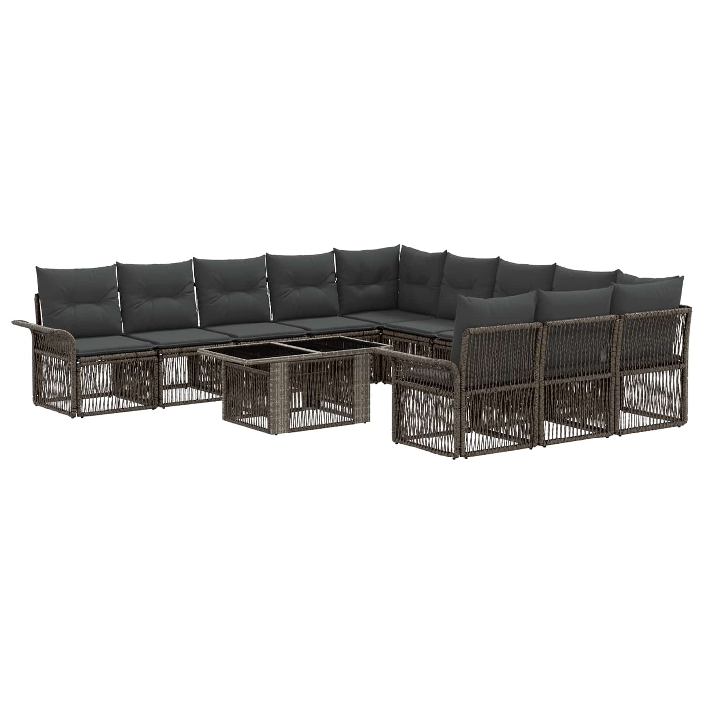 Gartensofa-set 12 stk. Grau und Dunkelgrau Poly-Rattan