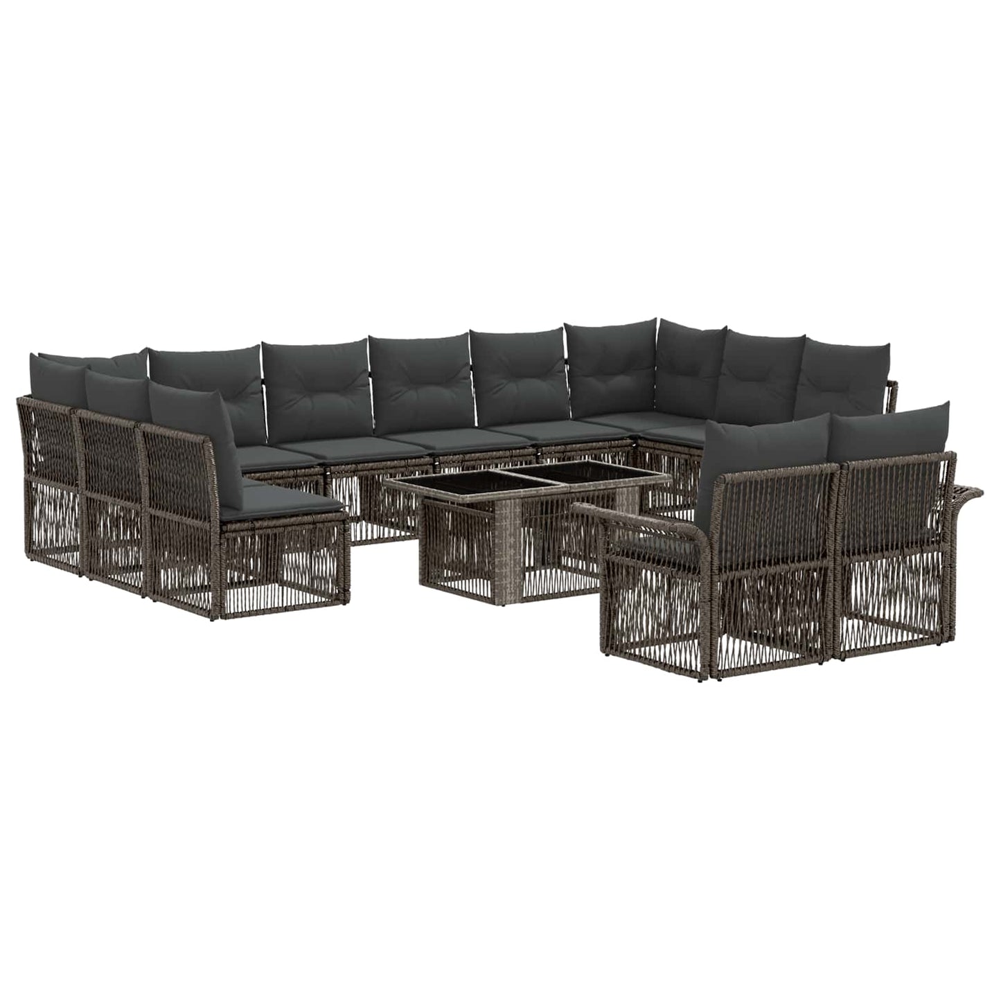 Gartensofa-set 13 stk. Grau und Dunkelgrau Poly-Rattan