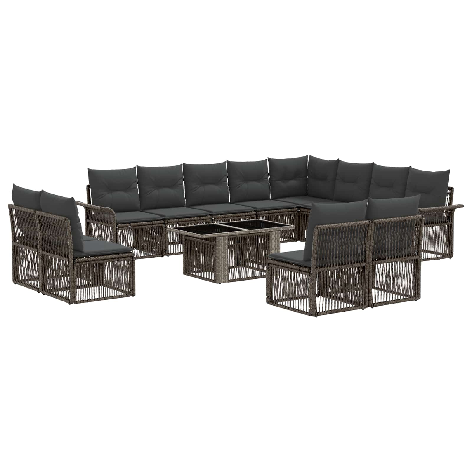 Gartensofa-set 13 stk. Grau und Dunkelgrau Poly-Rattan
