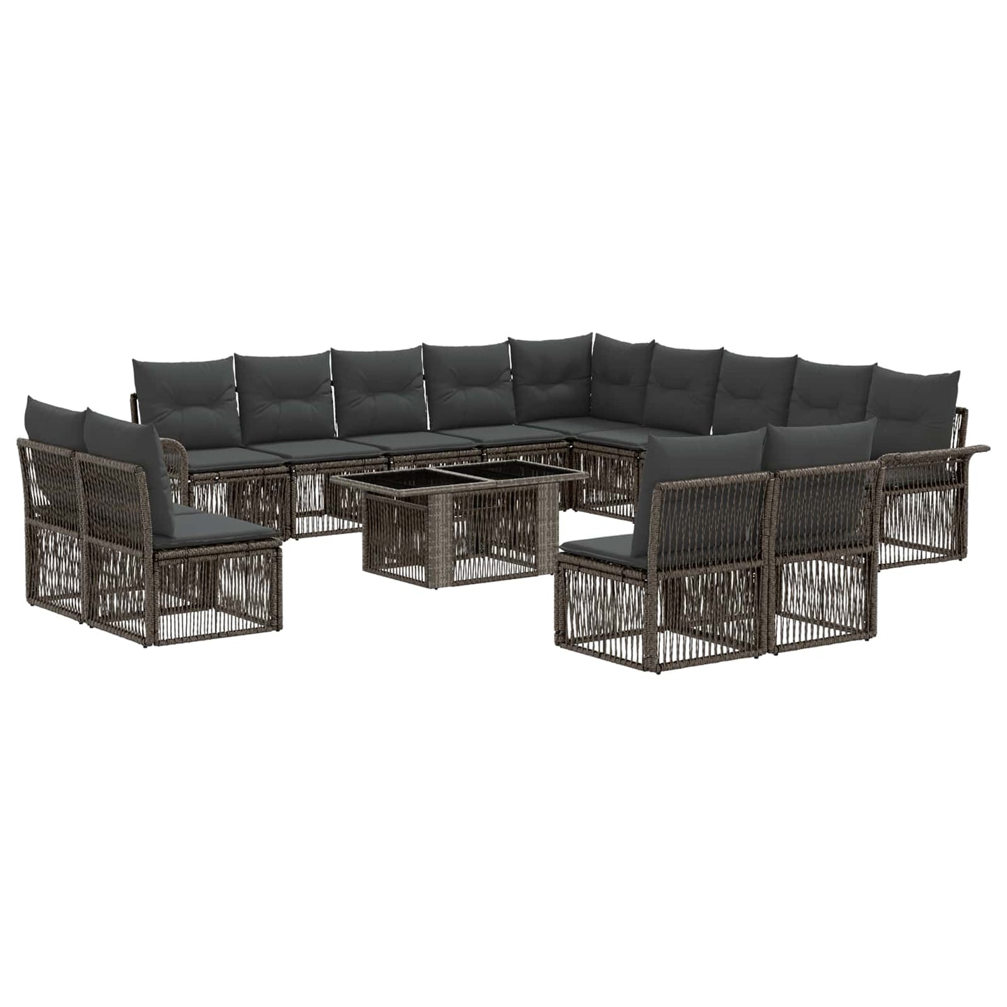 Gartensofa-set 14 stk. Grau und Dunkelgrau Poly-Rattan