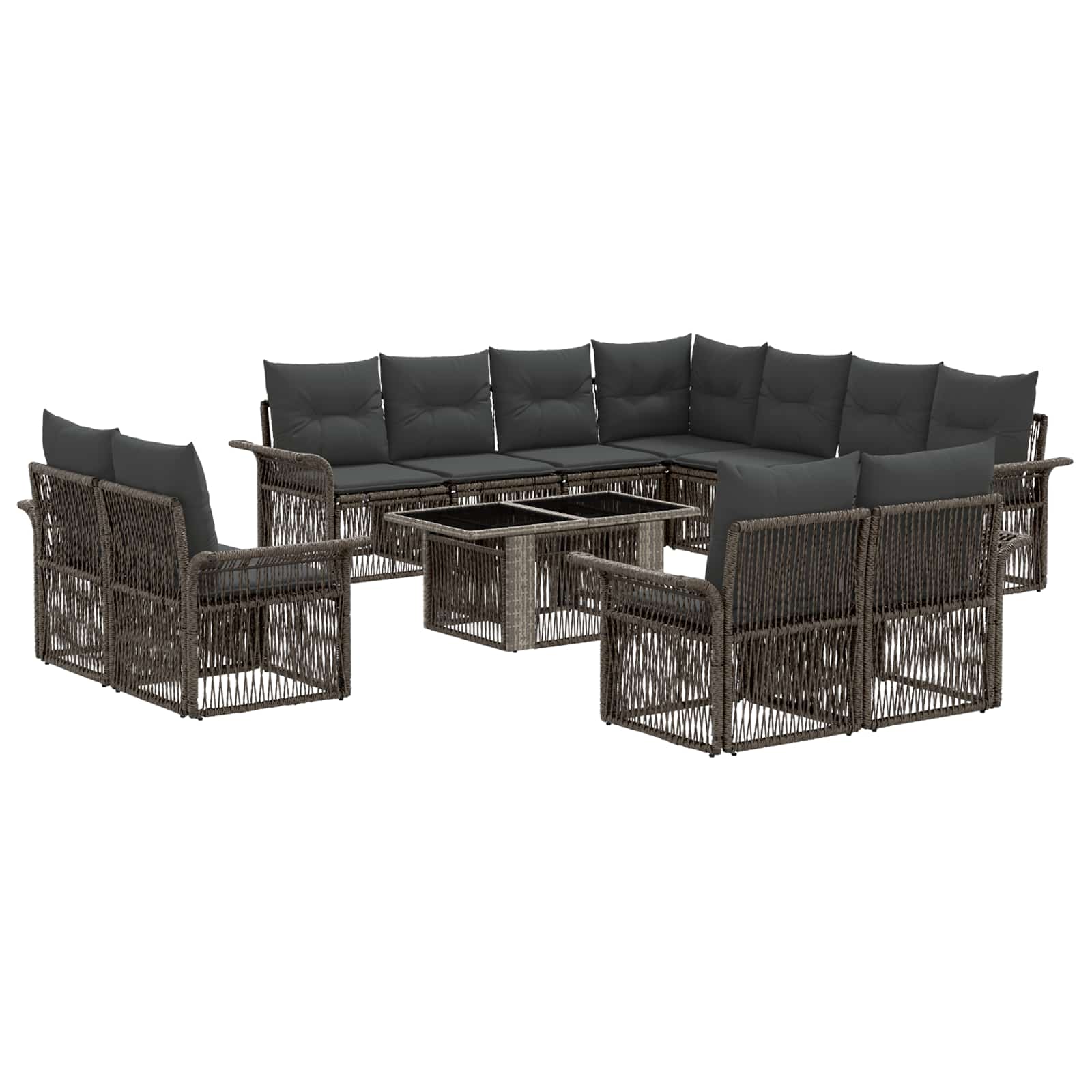 Gartensofa-set 12 stk. Grau und Dunkelgrau Poly-Rattan