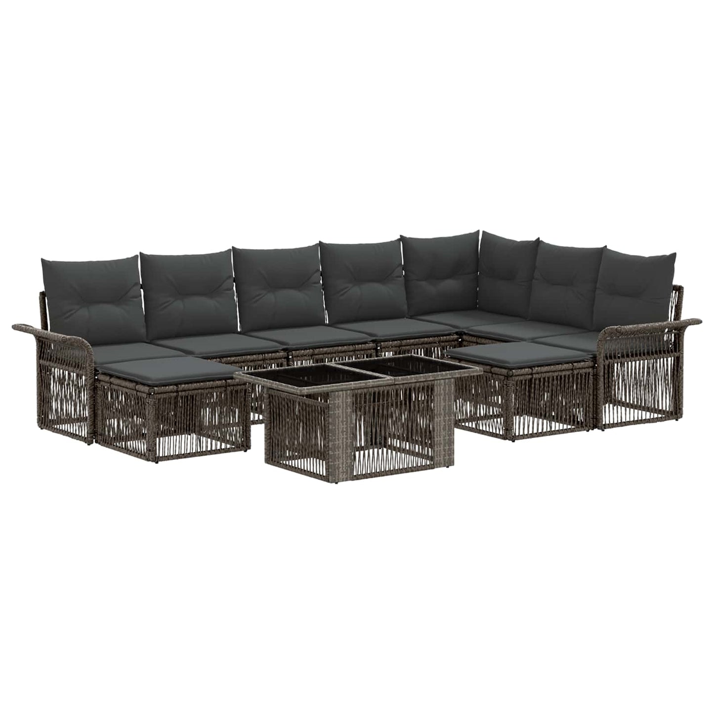 Gartensofa-set 10 stk. Grau und Dunkelgrau Poly-Rattan
