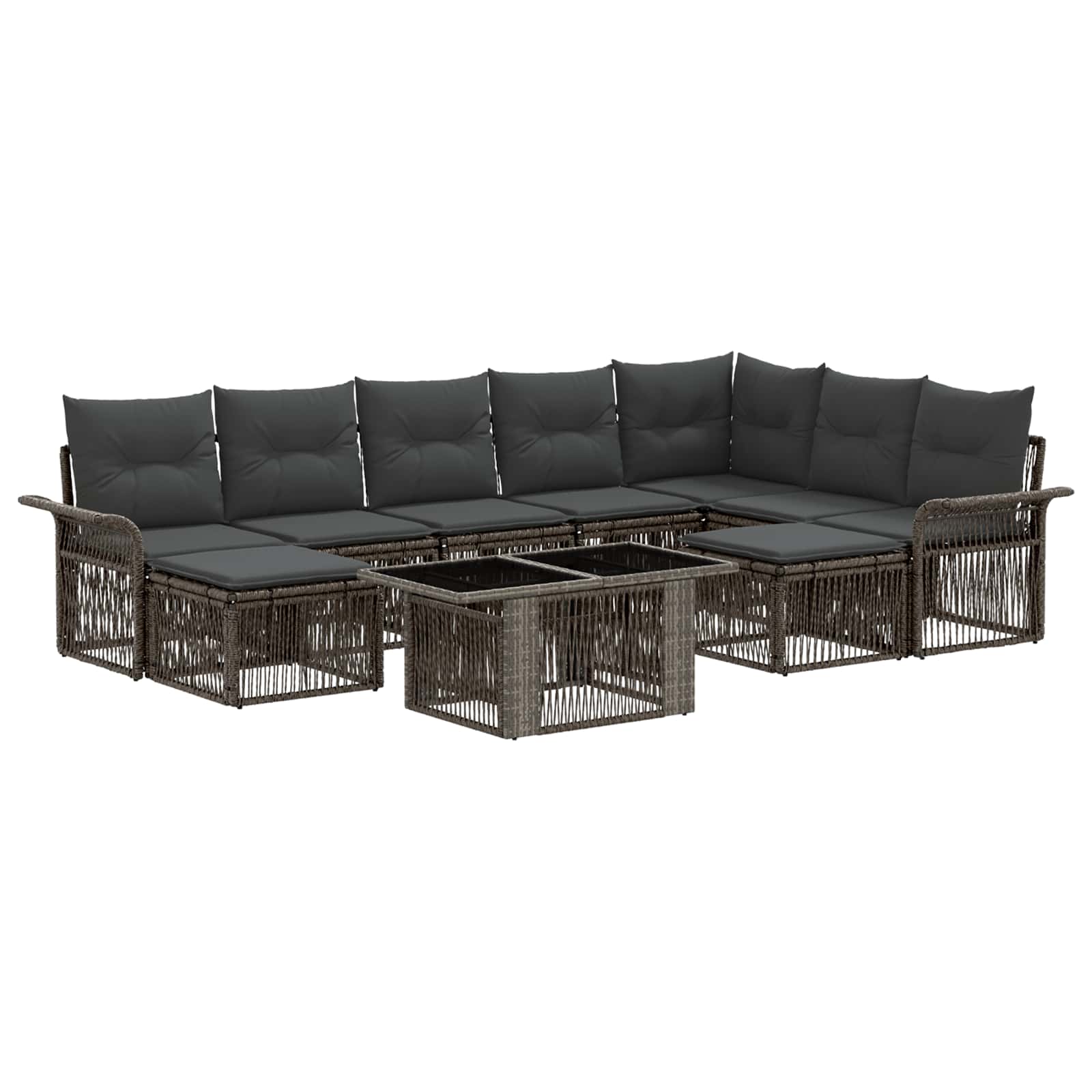 Gartensofa-set 10 stk. Grau und Dunkelgrau Poly-Rattan