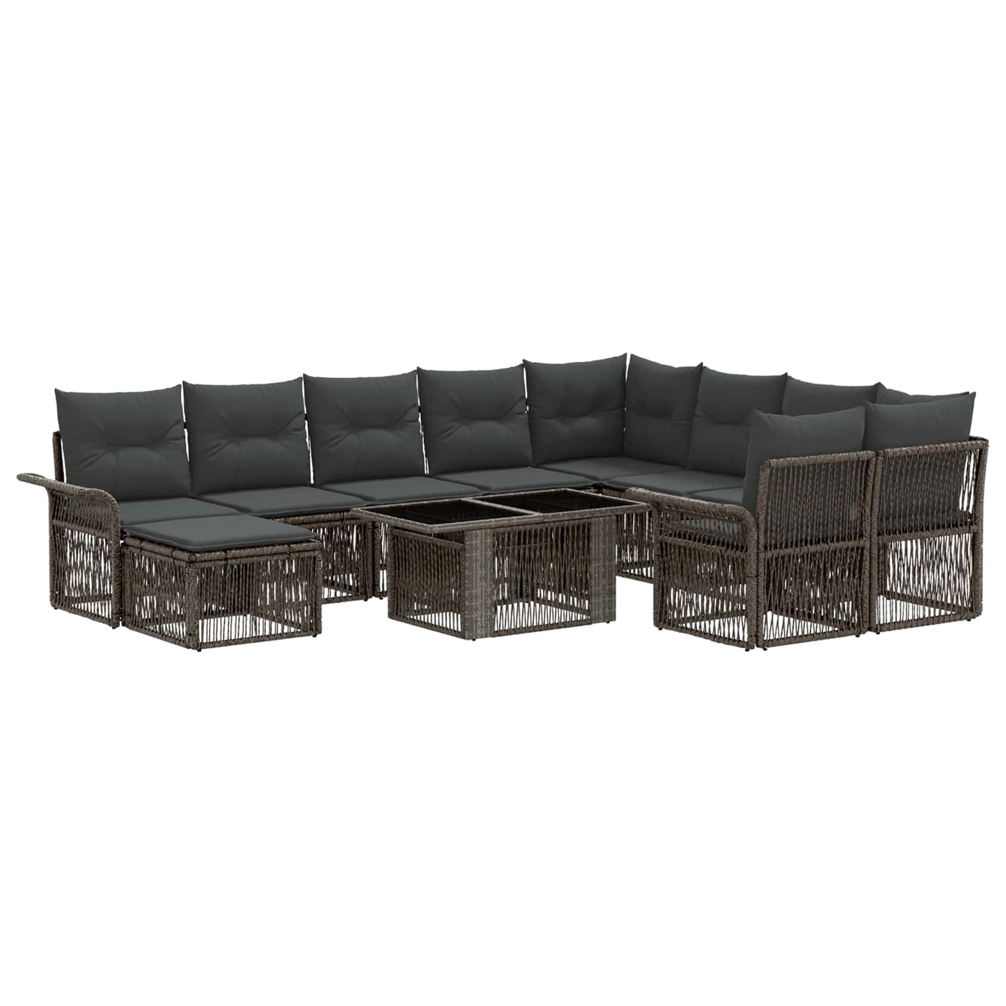Gartensofa-set 11 stk. Grau und Dunkelgrau Poly-Rattan