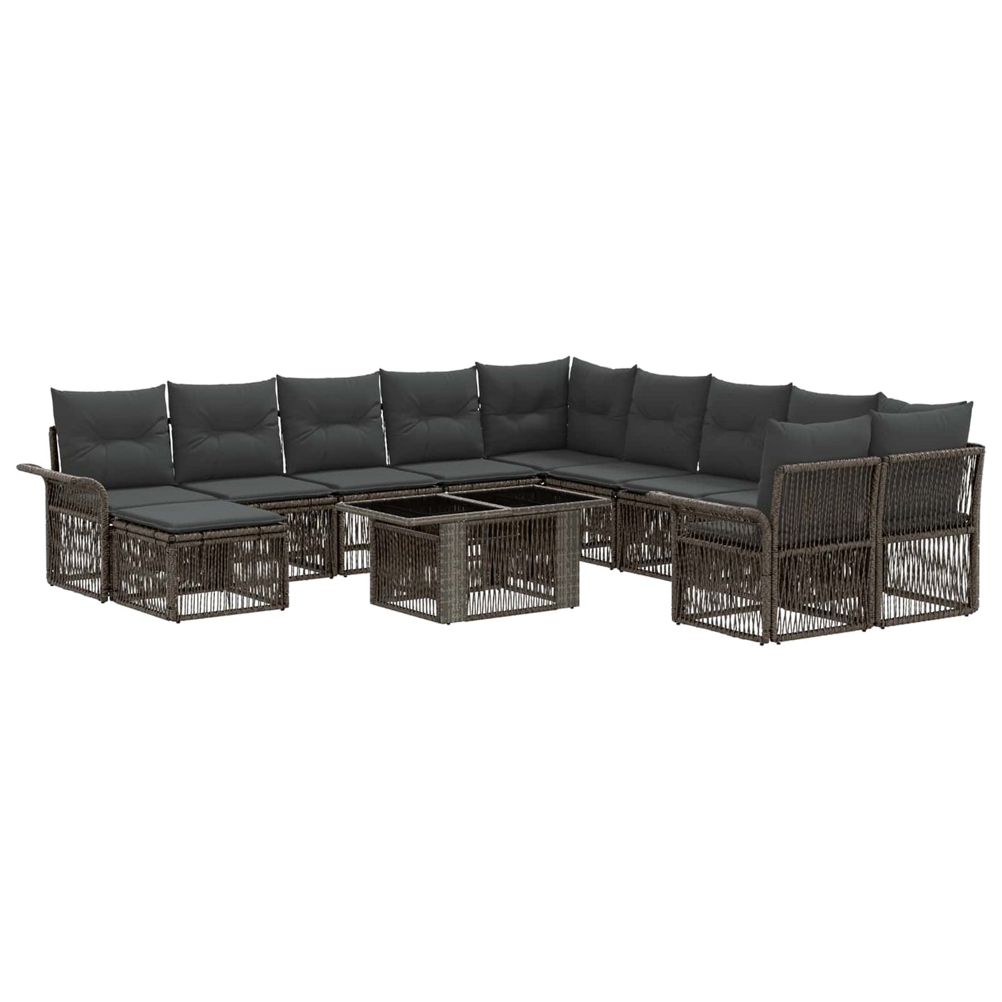 Gartensofa-set 12 stk. Grau und Dunkelgrau Poly-Rattan