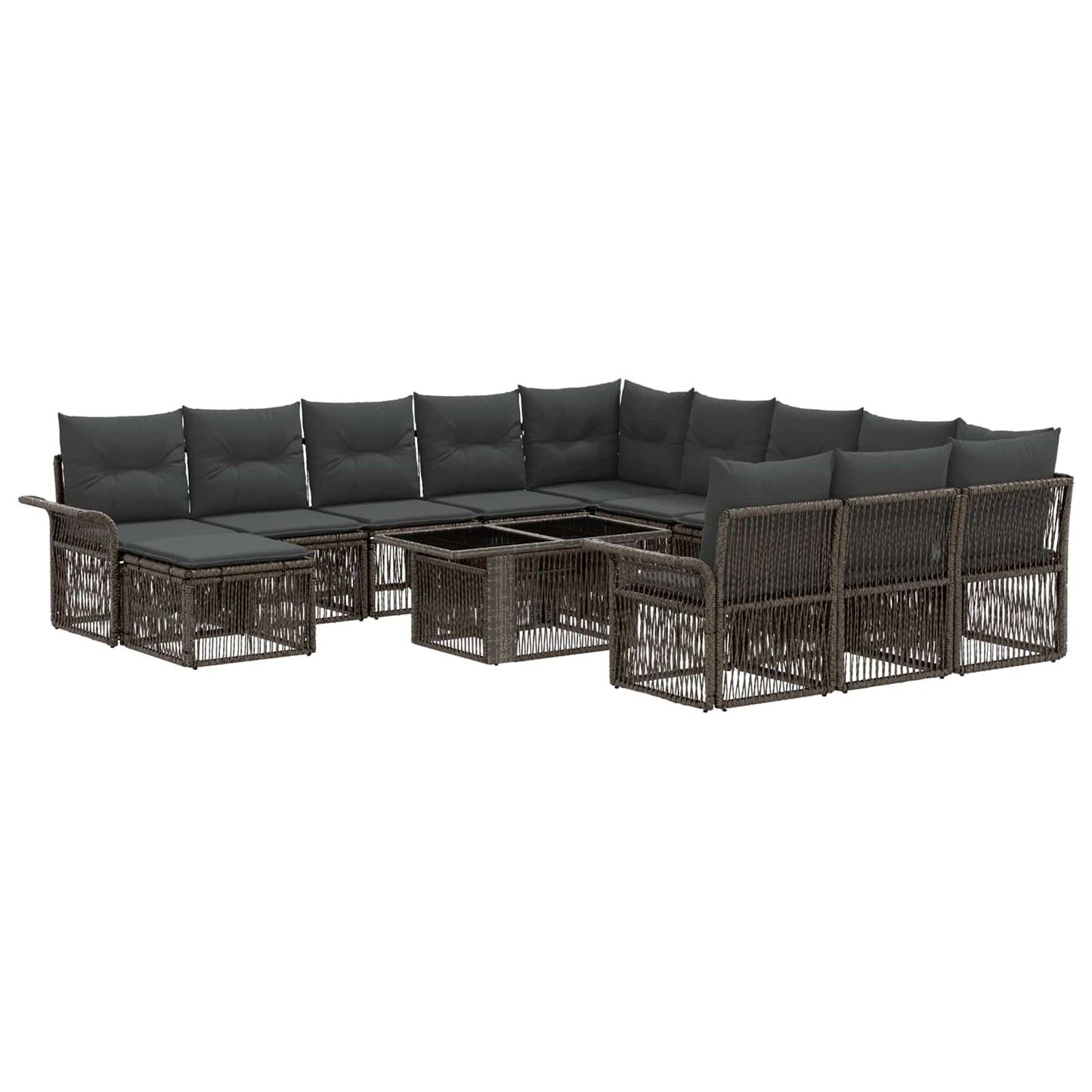 Gartensofa-set 13 stk. Grau und Dunkelgrau Poly-Rattan