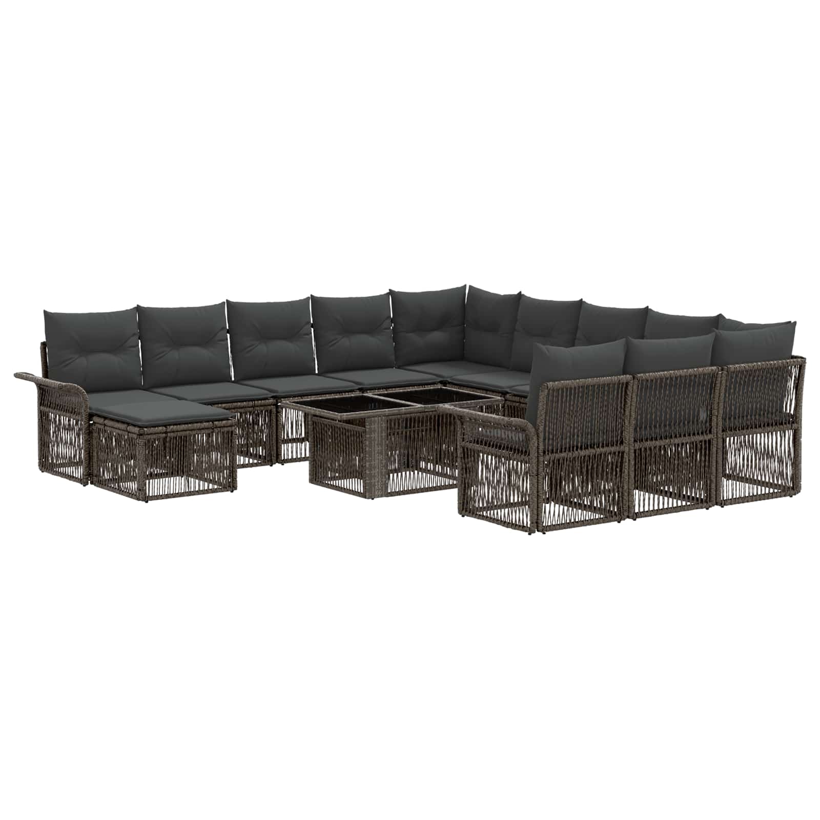 Gartensofa-set 13 stk. Grau und Dunkelgrau Poly-Rattan
