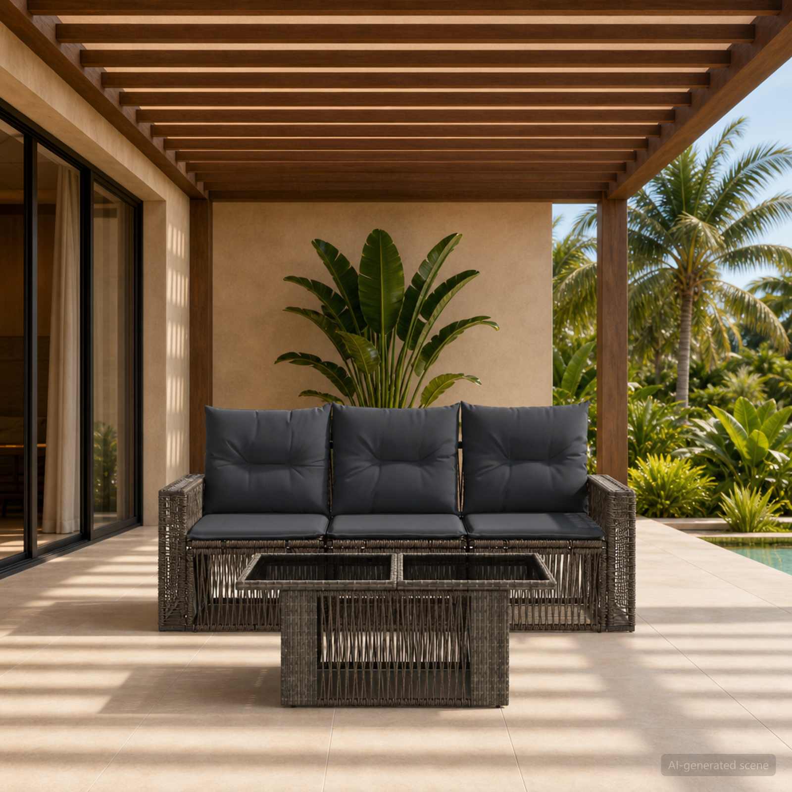 Gartensofa-set 4 stk. Grau und Dunkelgrau Poly-Rattan
