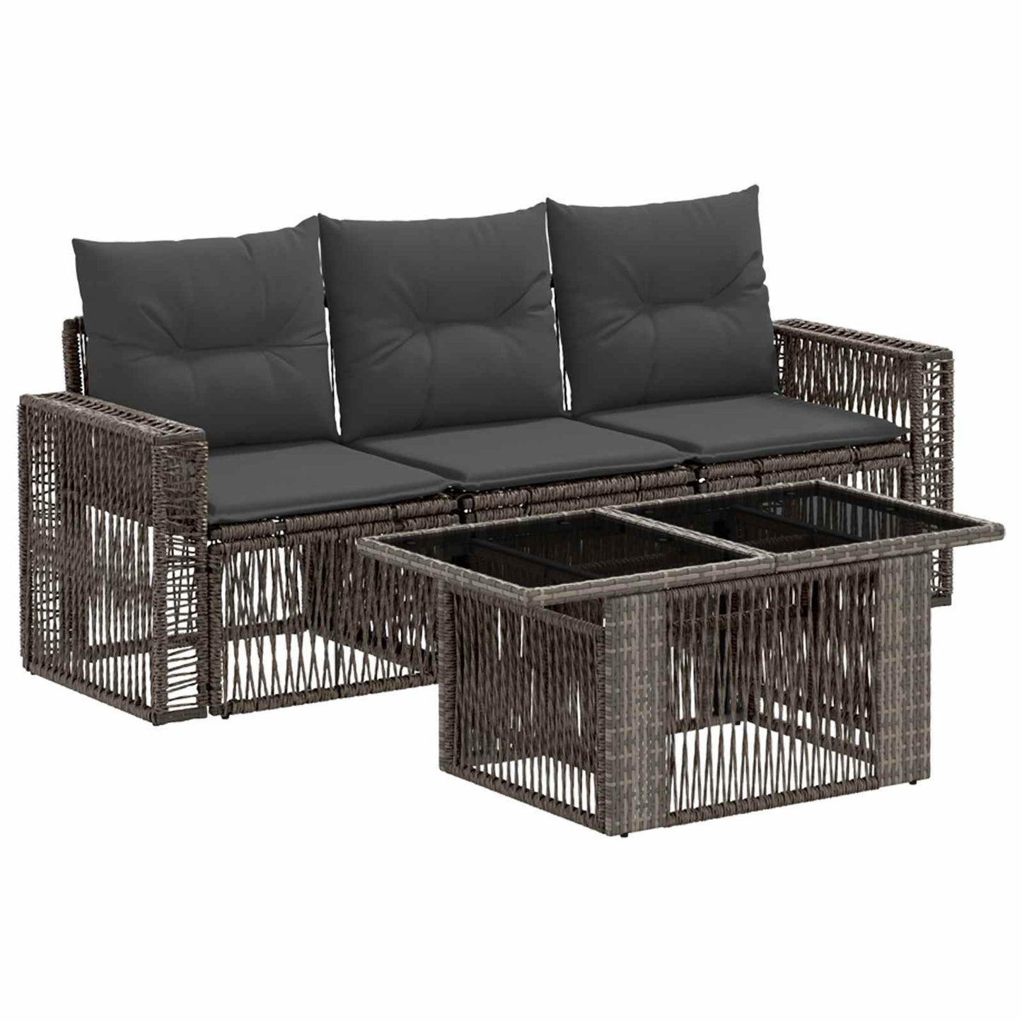 Gartensofa-set 4 stk. Grau und Dunkelgrau Poly-Rattan