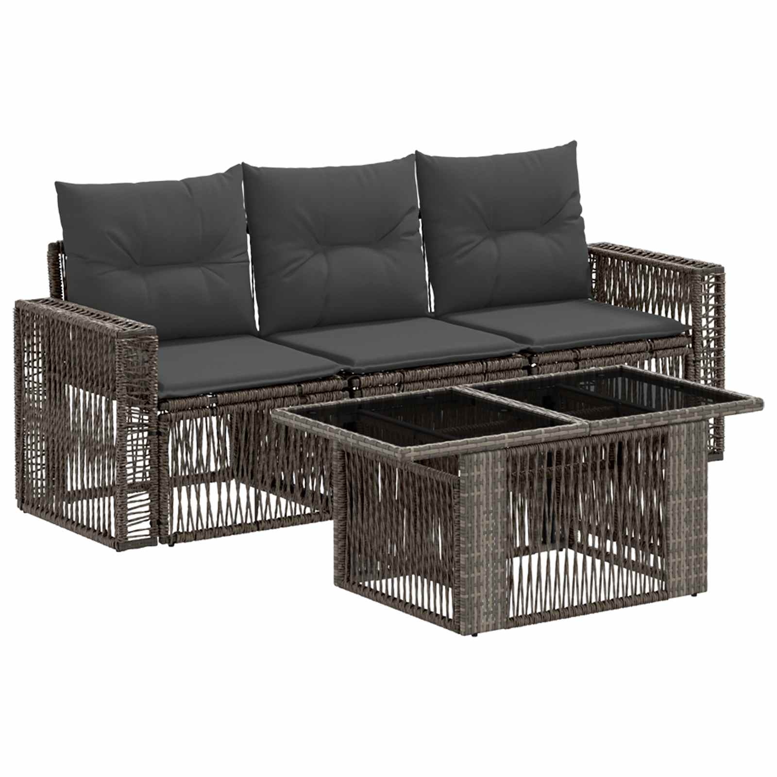 Gartensofa-set 4 stk. Grau und Dunkelgrau Poly-Rattan