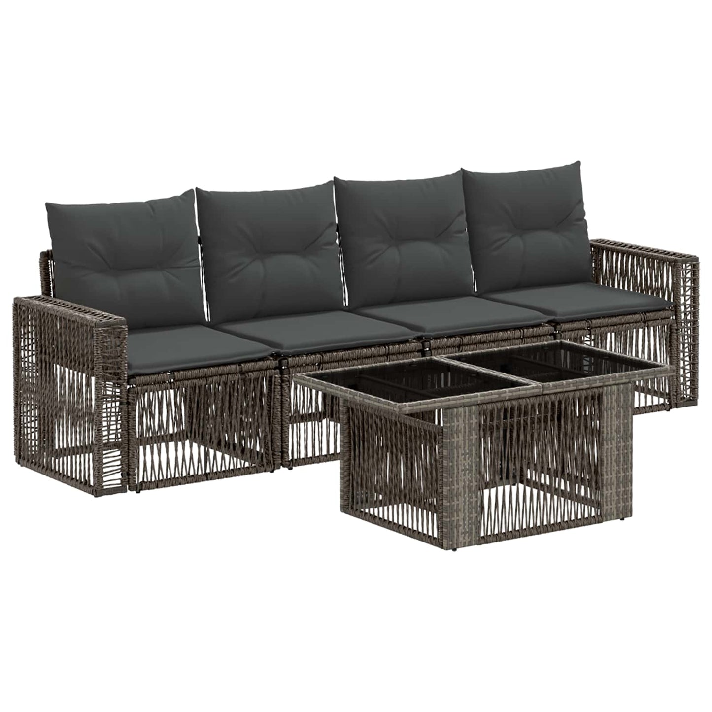 Gartensofa-set 5 stk. Grau und Dunkelgrau Poly-Rattan