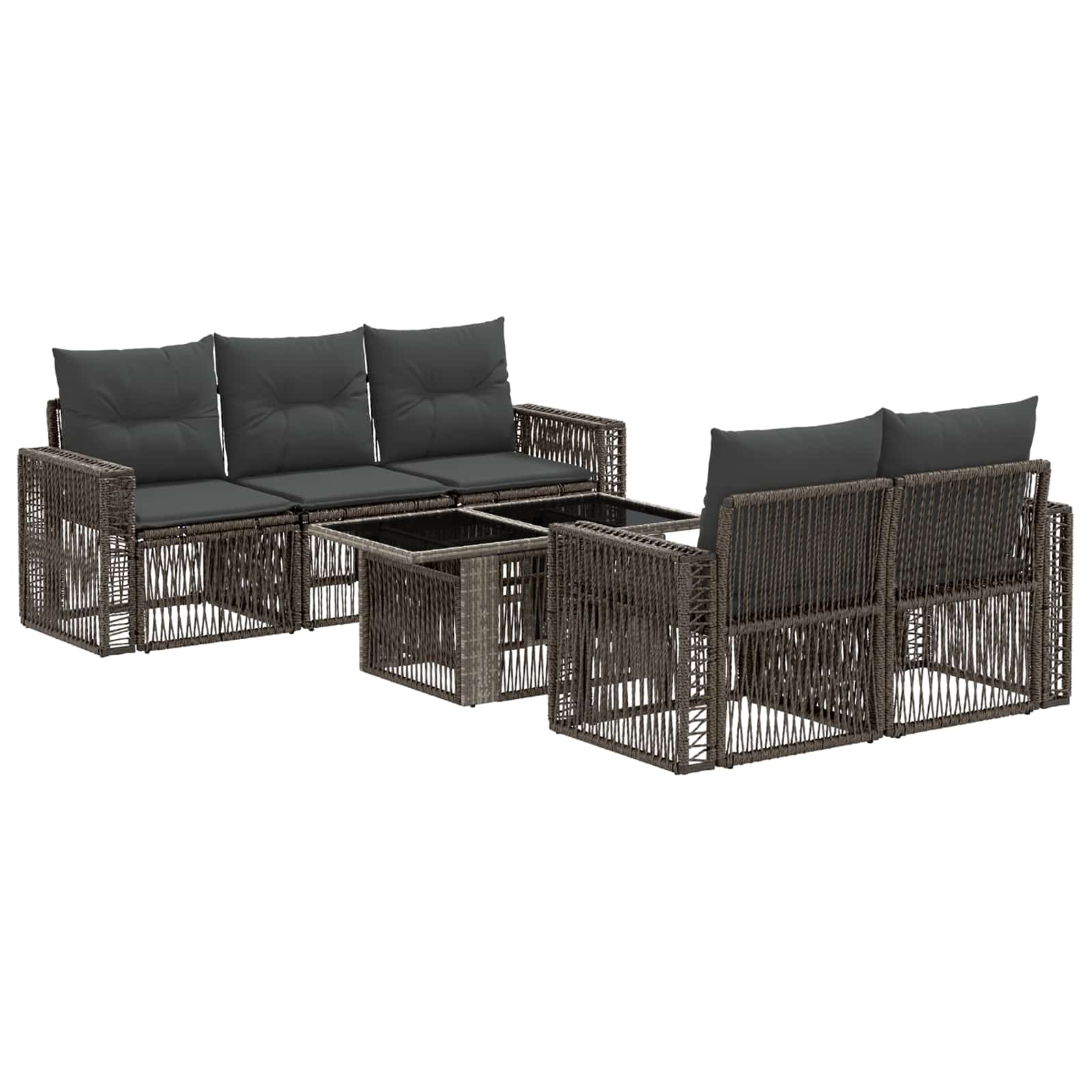 Gartensofa-set 6 stk. Grau und Dunkelgrau Poly-Rattan