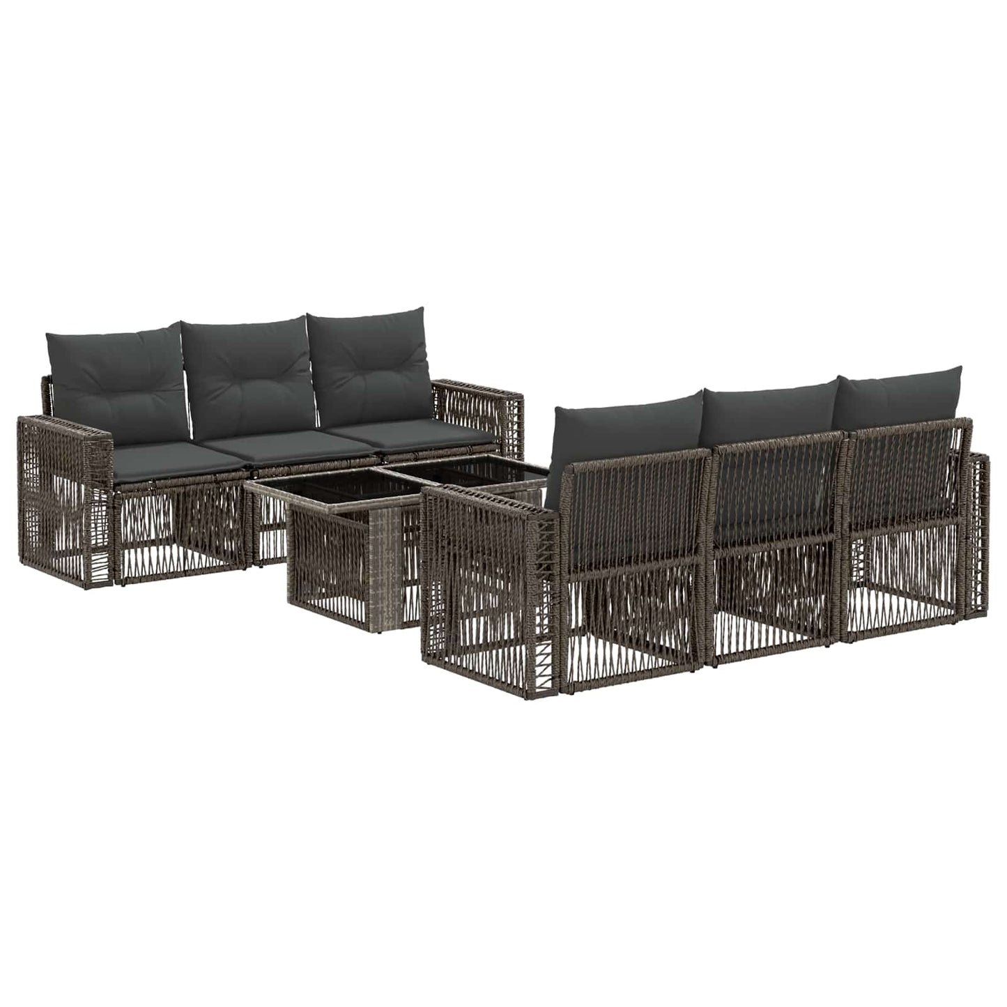 Gartensofa-set 7 stk. Grau und Dunkelgrau Poly-Rattan