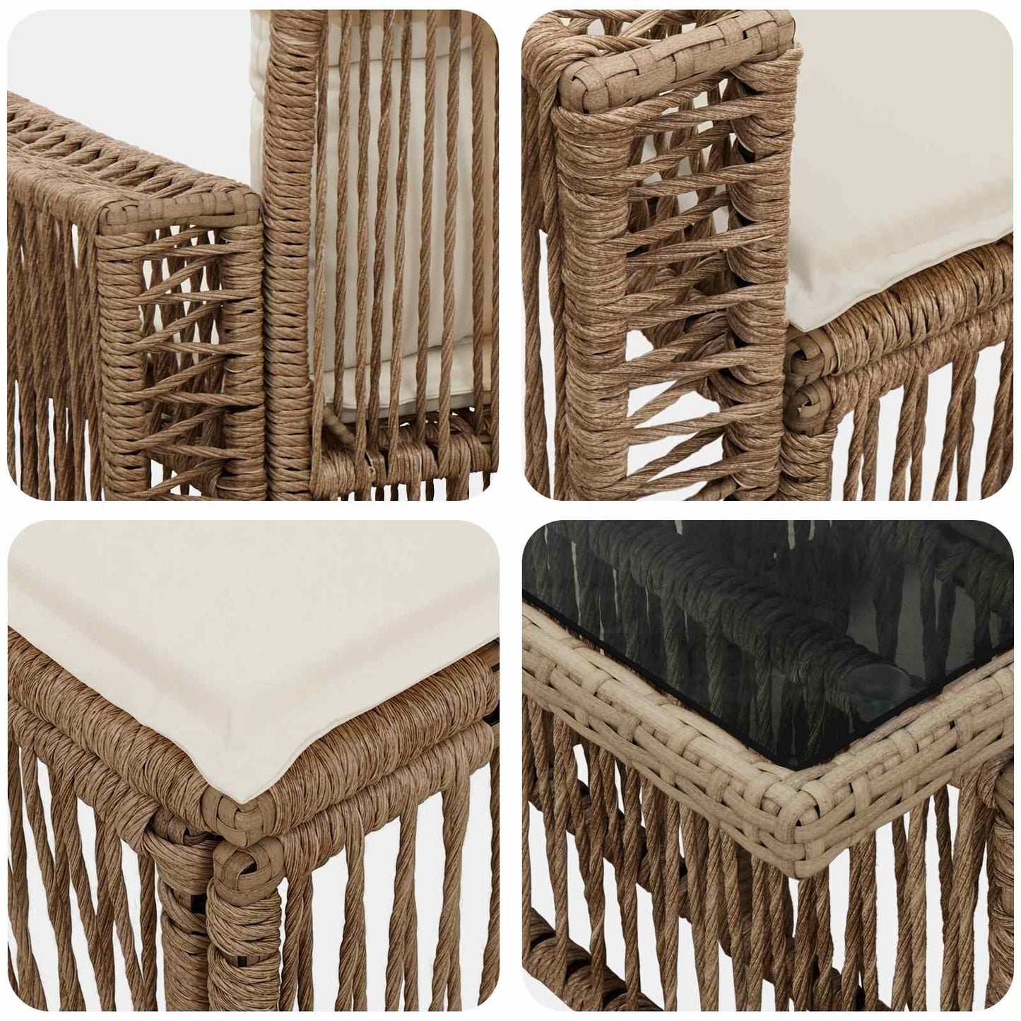 Gartensofa-set 7 stk. Beige und Cremeweiß Poly-Rattan