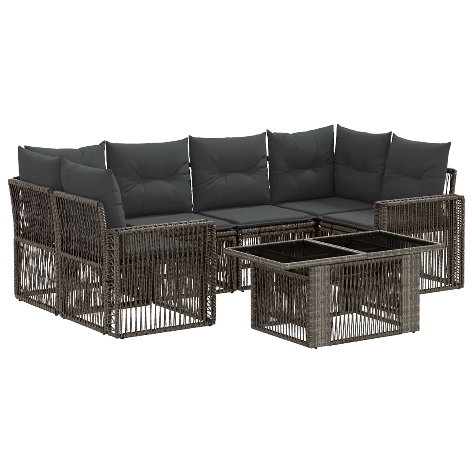 Gartensofa-set 7 stk. Grau und Dunkelgrau Poly-Rattan