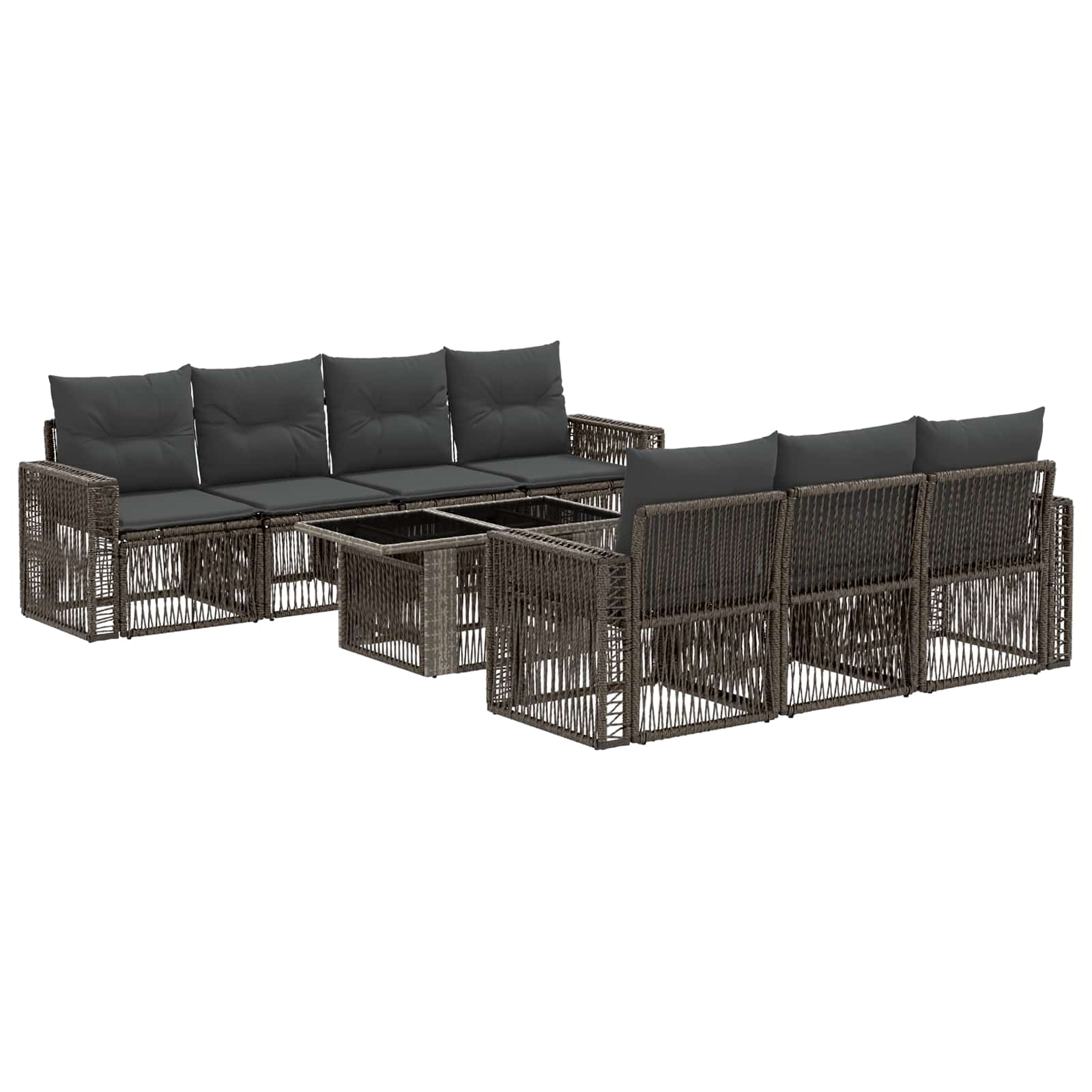 Gartensofa-set 8 stk. Grau und Dunkelgrau Poly-Rattan