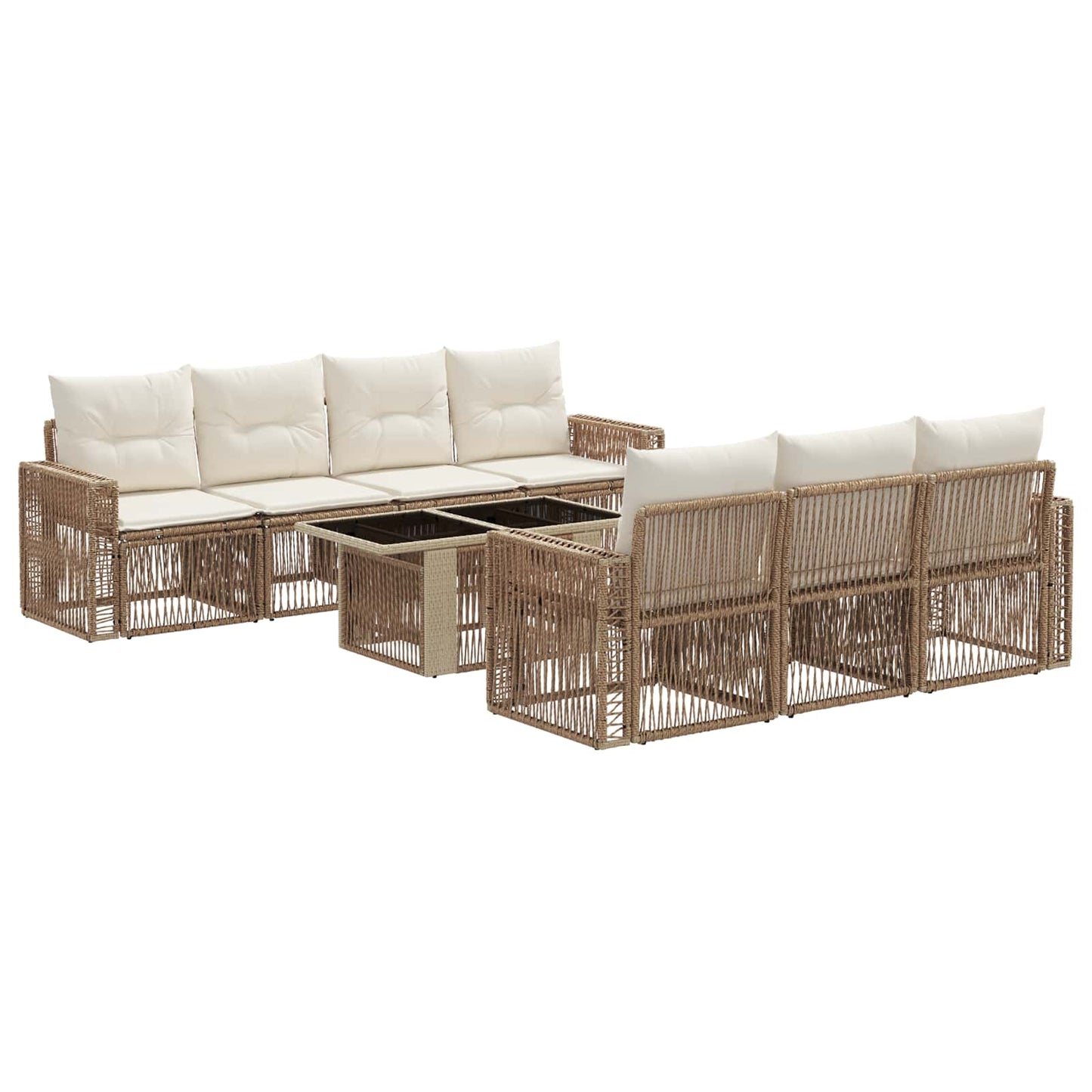 Gartensofa-set 8 stk. Beige und Cremeweiß Poly-Rattan