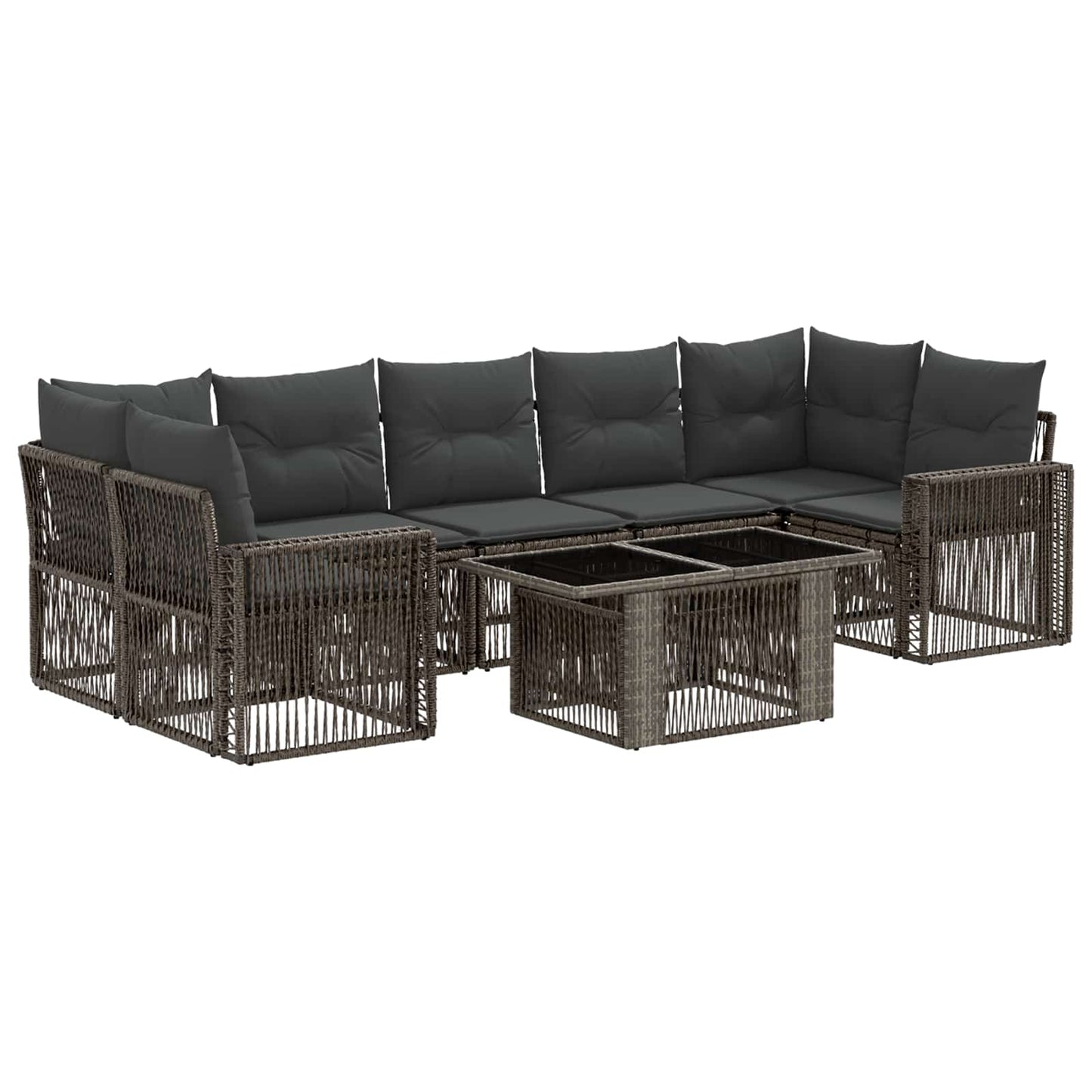 Gartensofa-set 8 stk. Grau und Dunkelgrau Poly-Rattan