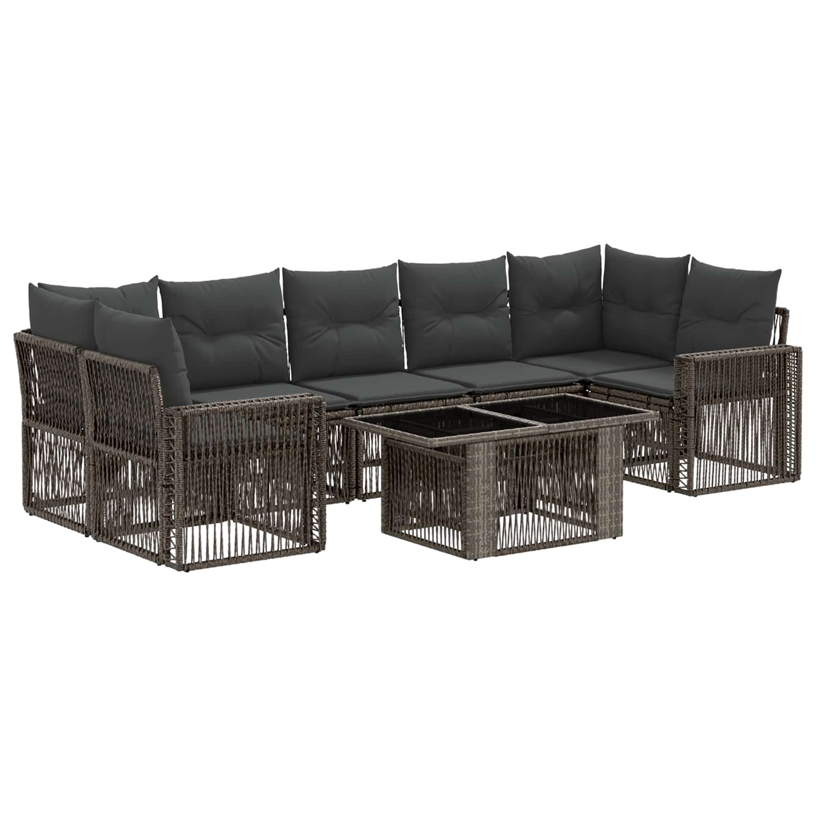 Gartensofa-set 8 stk. Grau und Dunkelgrau Poly-Rattan