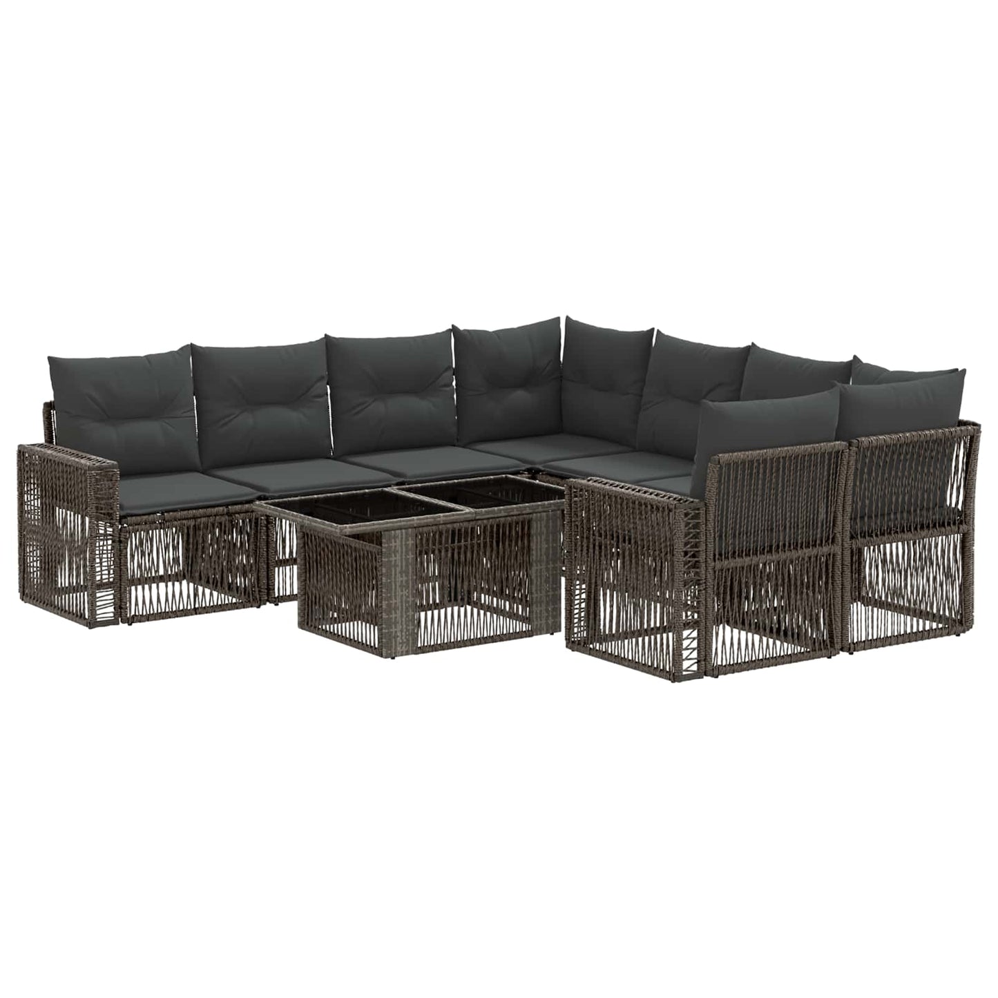 Gartensofa-set 9 stk. Grau und Dunkelgrau Poly-Rattan