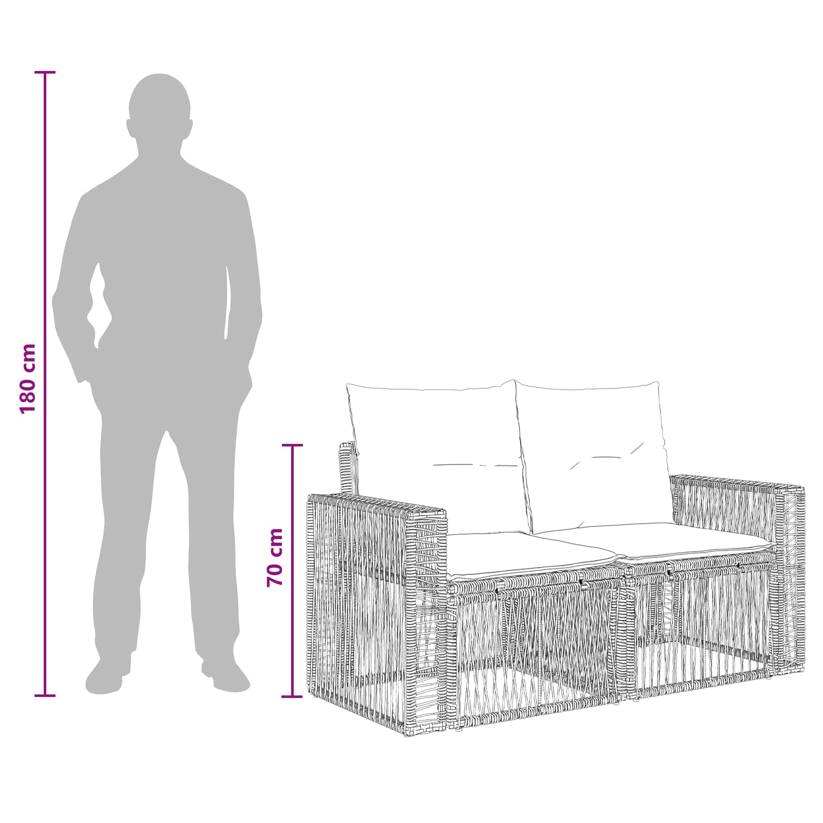 Gartensofa-set 13 stk. Grau und Dunkelgrau Poly-Rattan