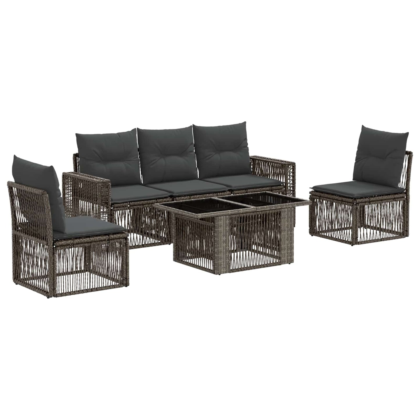 Gartensofa-set 6 stk. Grau und Dunkelgrau Poly-Rattan