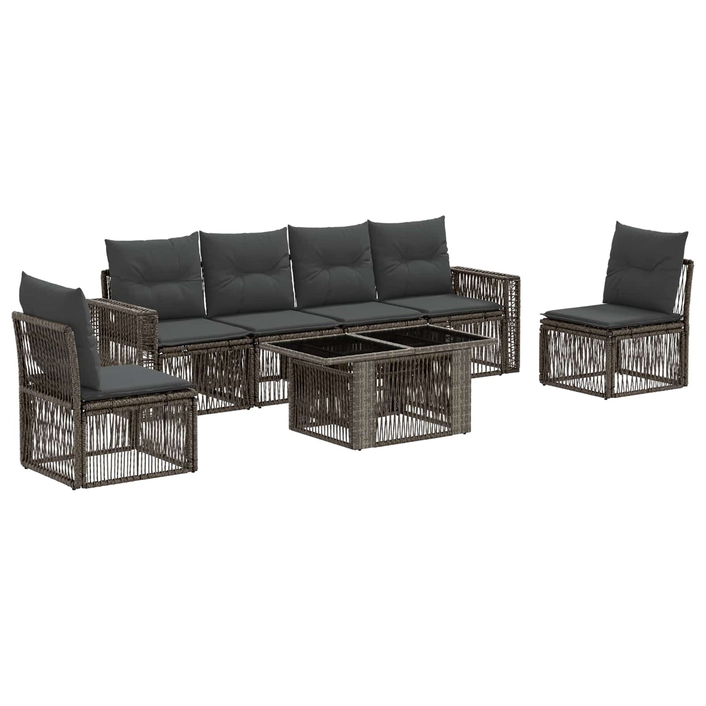 Gartensofa-set 7 stk. Grau und Dunkelgrau Poly-Rattan