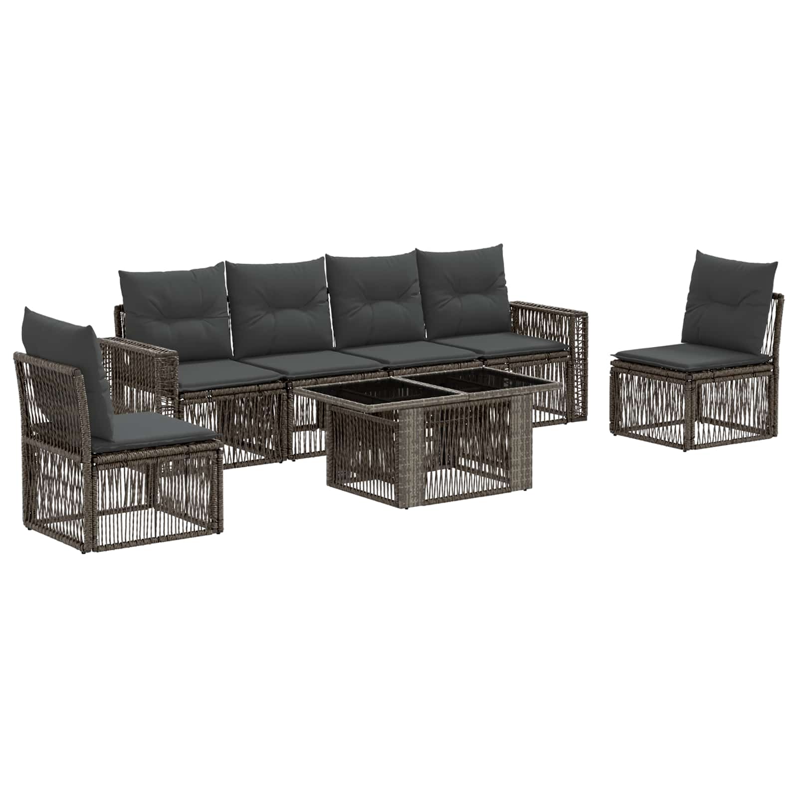 Gartensofa-set 7 stk. Grau und Dunkelgrau Poly-Rattan
