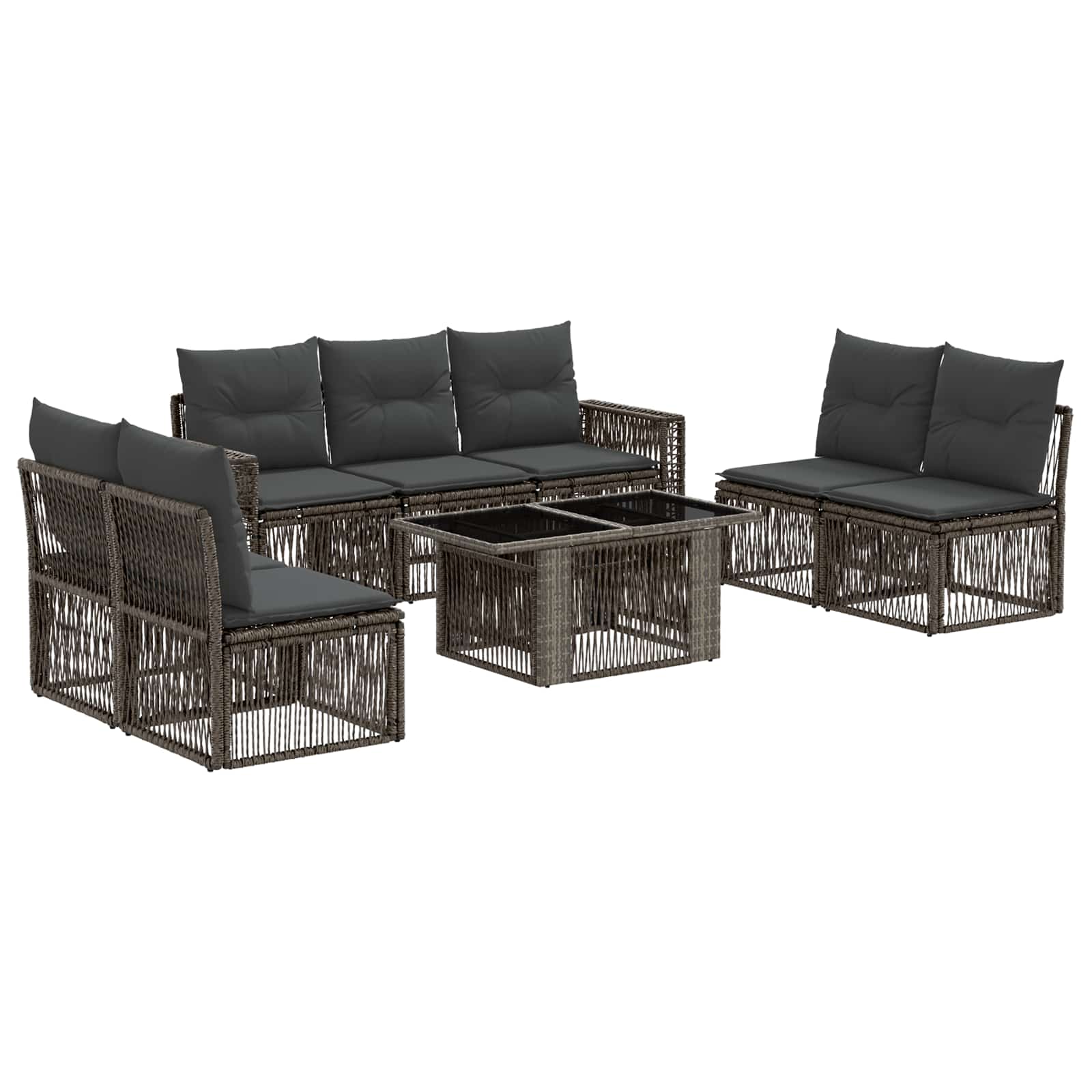 Gartensofa-set 8 stk. Grau und Dunkelgrau Poly-Rattan
