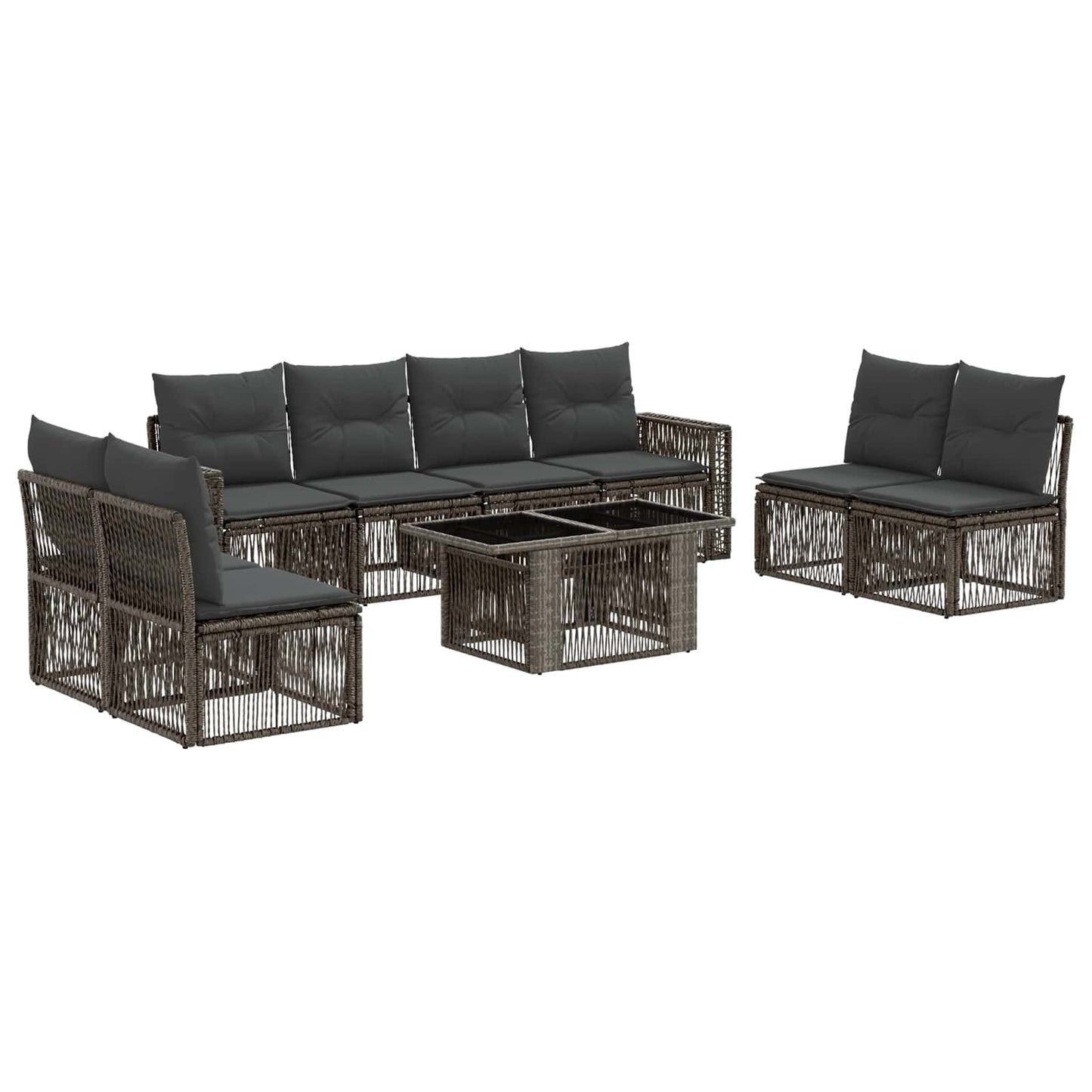 Gartensofa-set 9 stk. Grau und Dunkelgrau Poly-Rattan