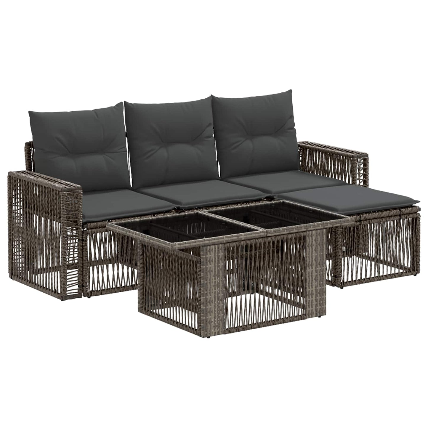 Gartensofa-set 5 stk. Grau und Dunkelgrau Poly-Rattan