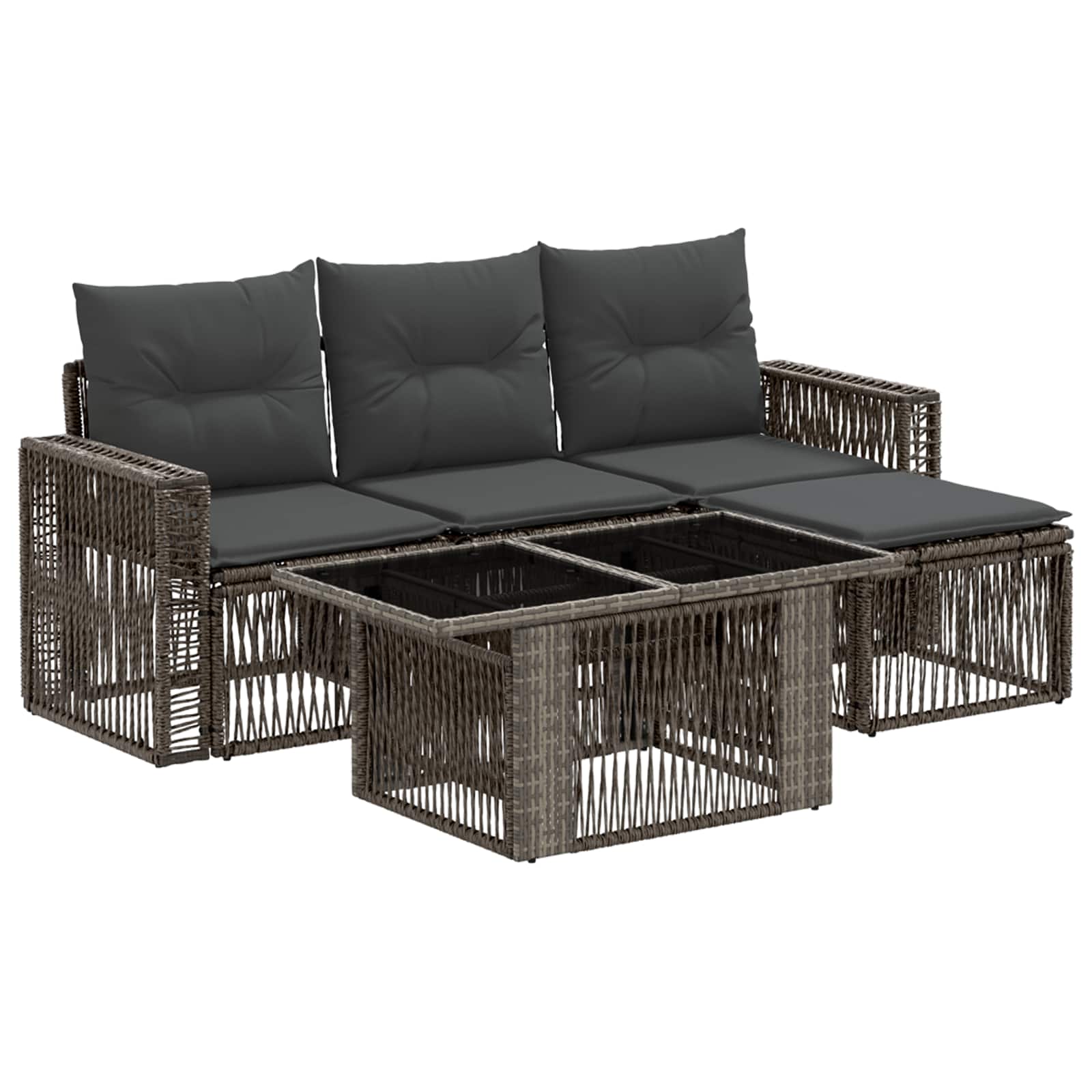 Gartensofa-set 5 stk. Grau und Dunkelgrau Poly-Rattan