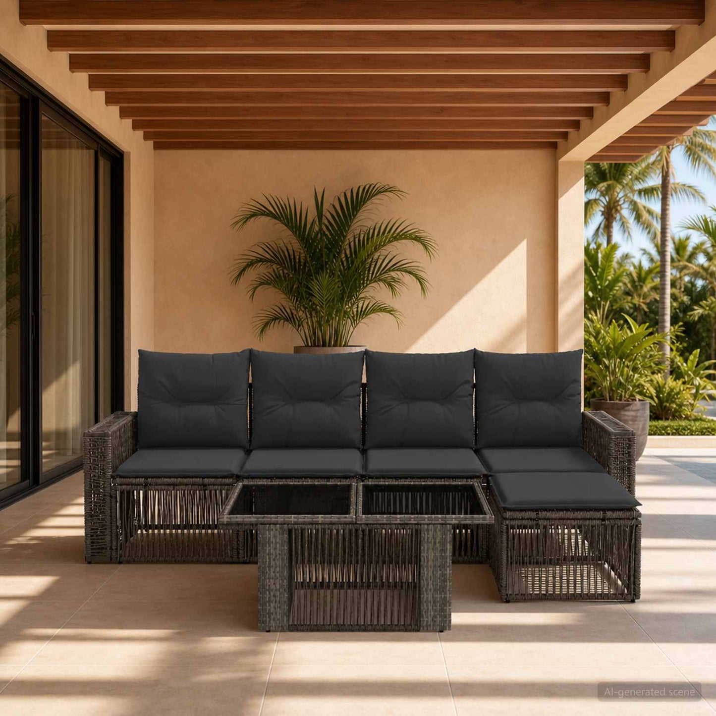 Gartensofa-set 6 stk. Grau und Dunkelgrau Poly-Rattan
