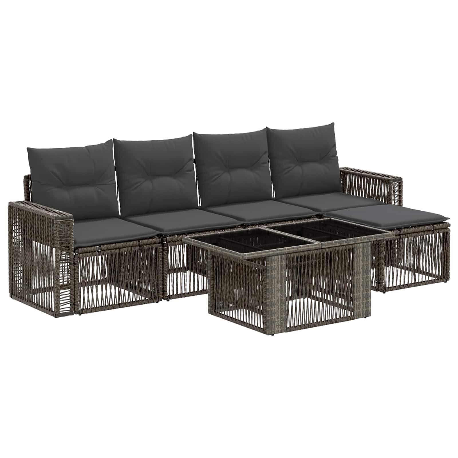 Gartensofa-set 6 stk. Grau und Dunkelgrau Poly-Rattan