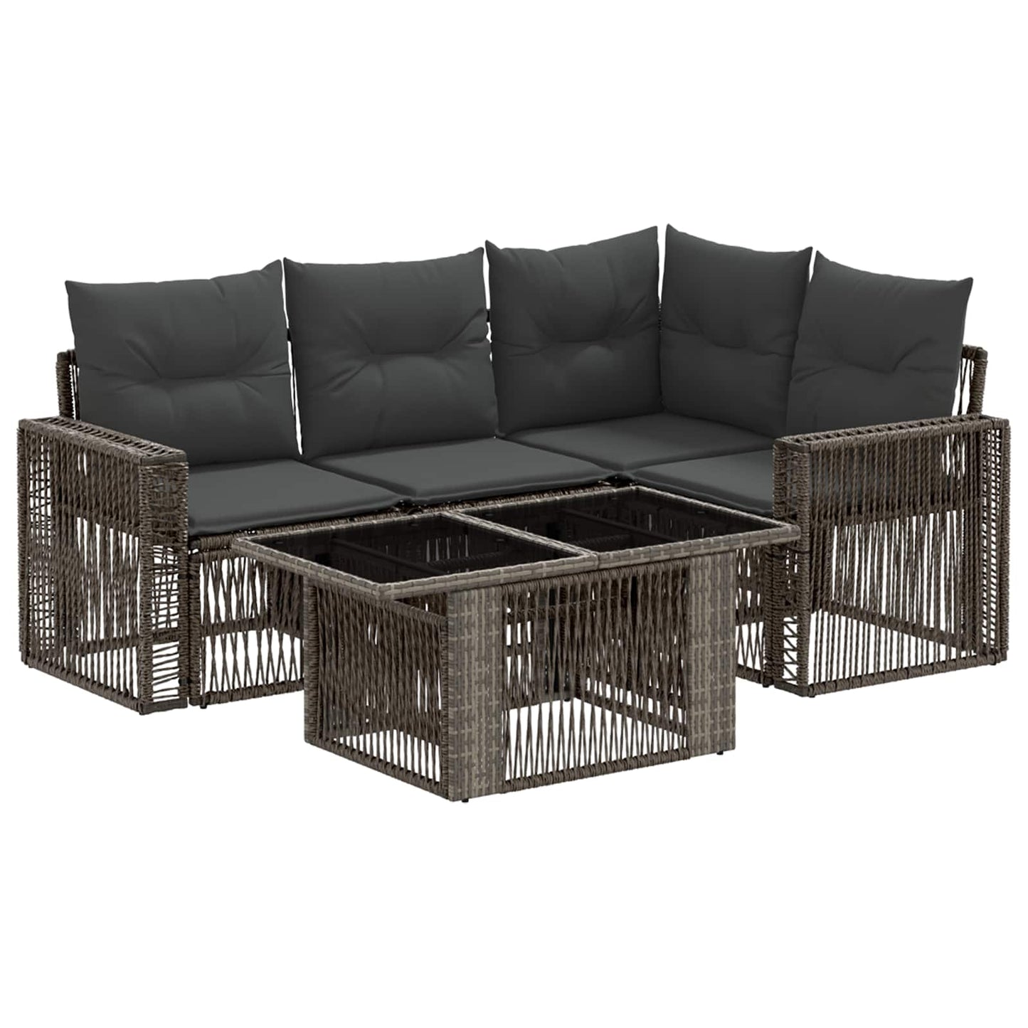 Gartensofa-set 5 stk. Grau und Dunkelgrau Poly-Rattan