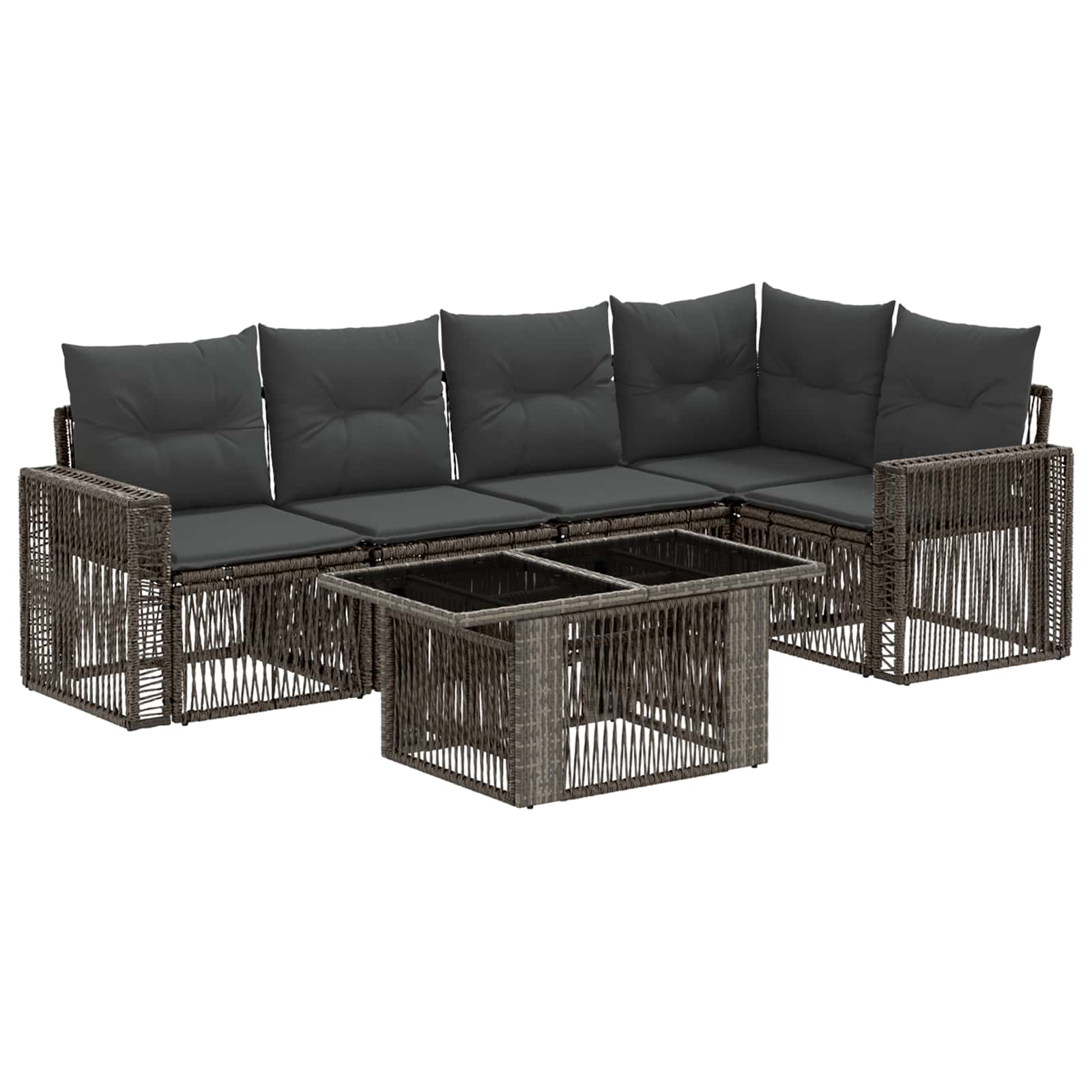 Gartensofa-set 6 stk. Grau und Dunkelgrau Poly-Rattan