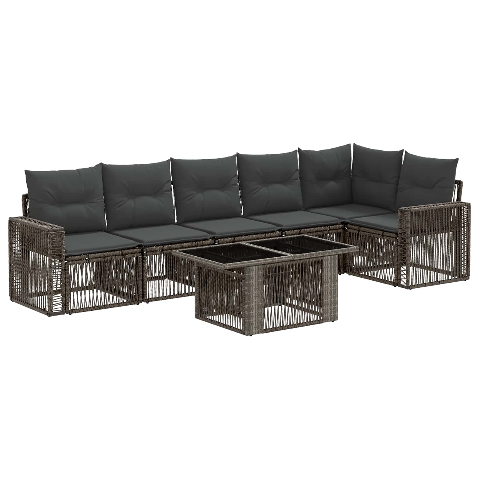 Gartensofa-set 7 stk. 6-Sitzanzahl Grau und Dunkelgrau