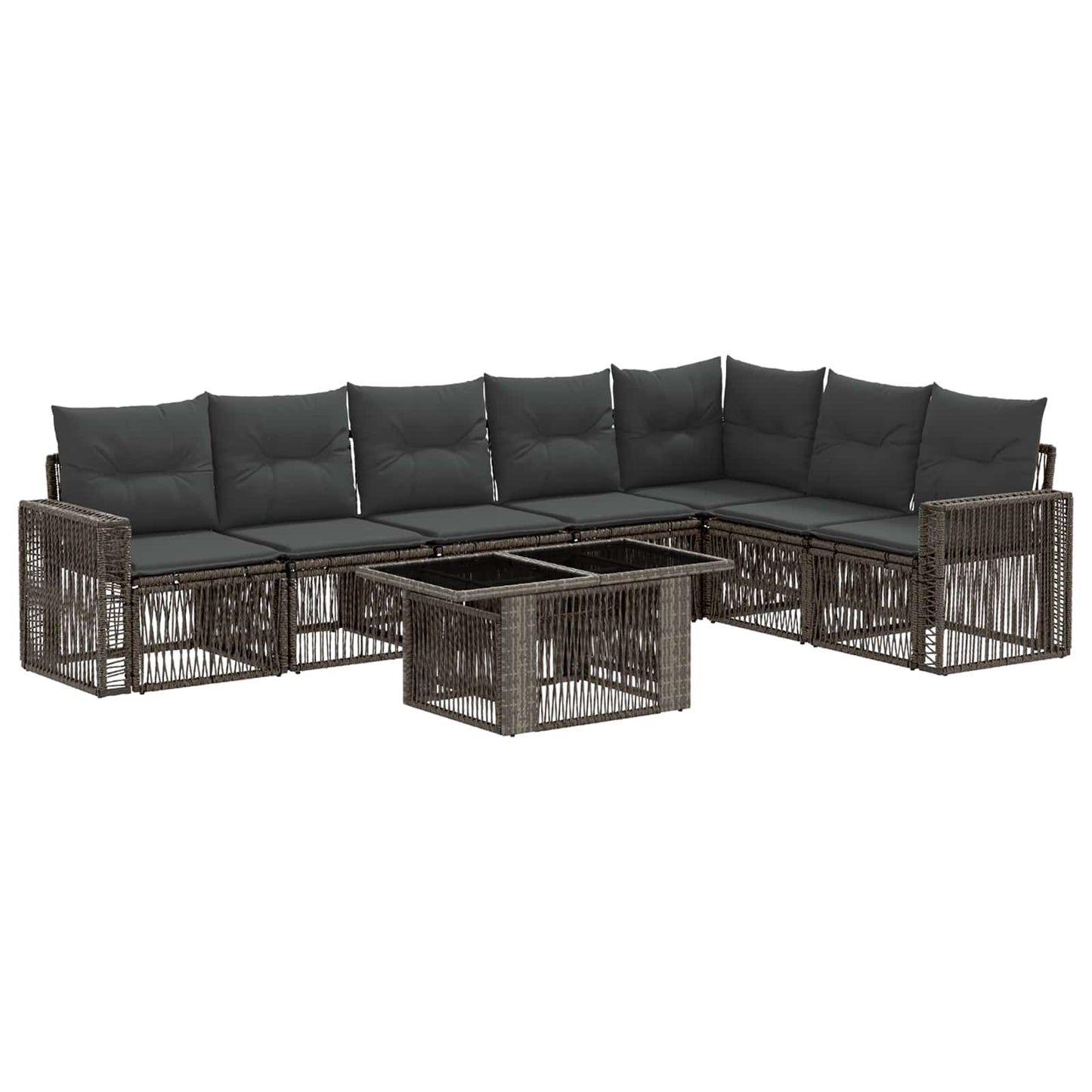 Gartensofa-set 8 stk. Grau und Dunkelgrau Poly-Rattan