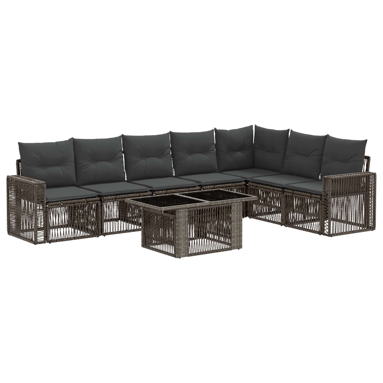 Gartensofa-set 8 stk. Grau und Dunkelgrau Poly-Rattan