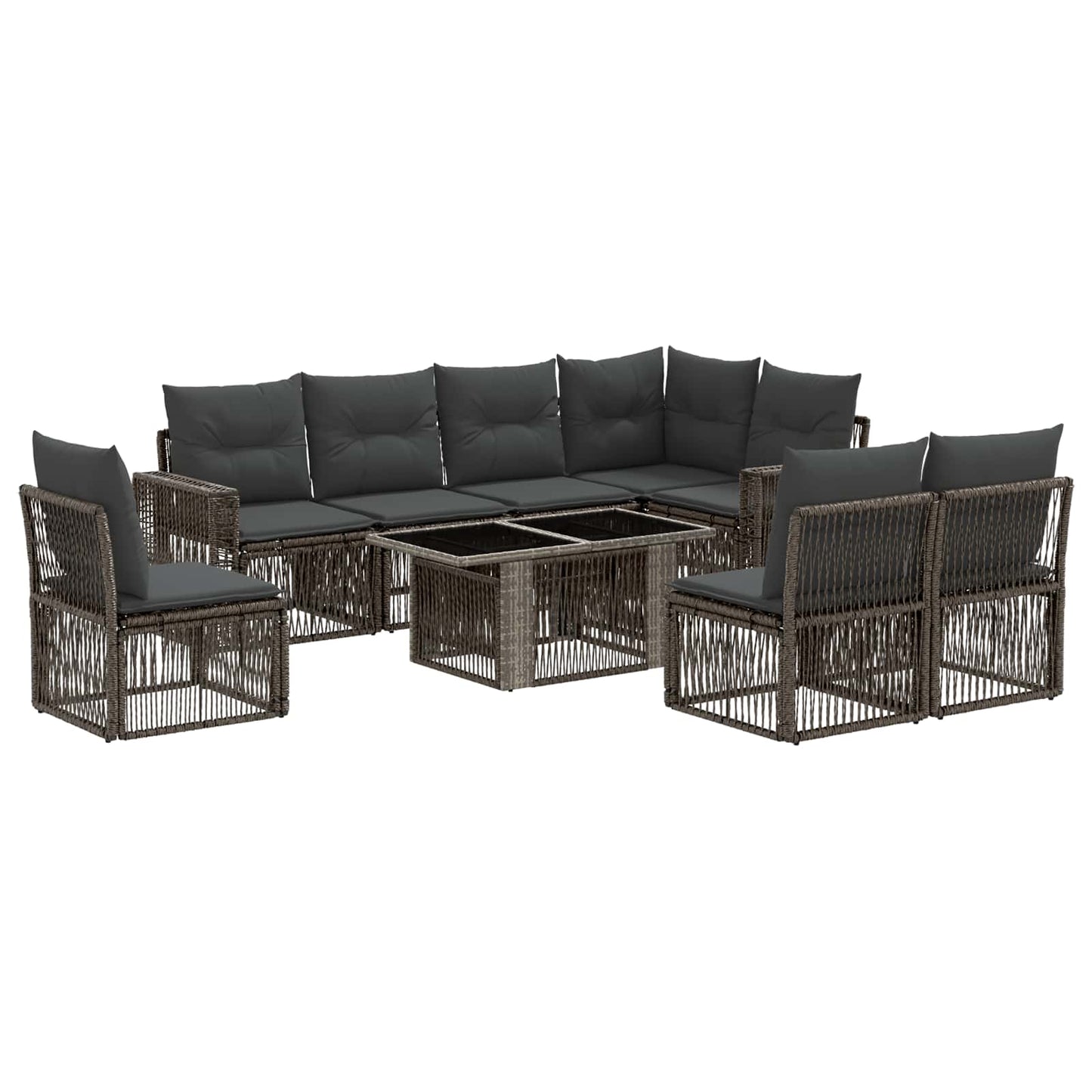 Gartensofa-set 9 stk. Grau und Dunkelgrau Poly-Rattan