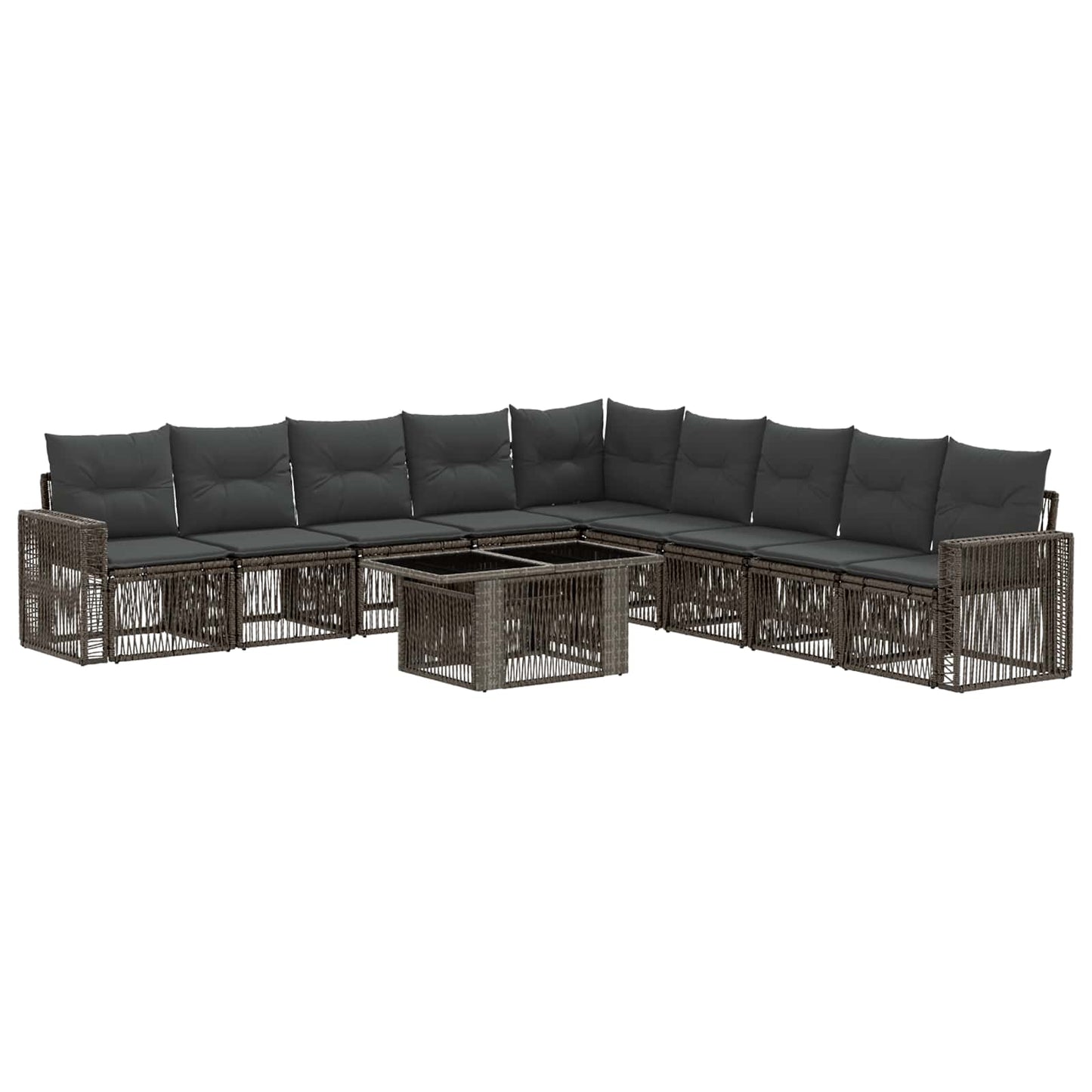 Gartensofa-set 10 stk. Grau und Dunkelgrau Poly-Rattan