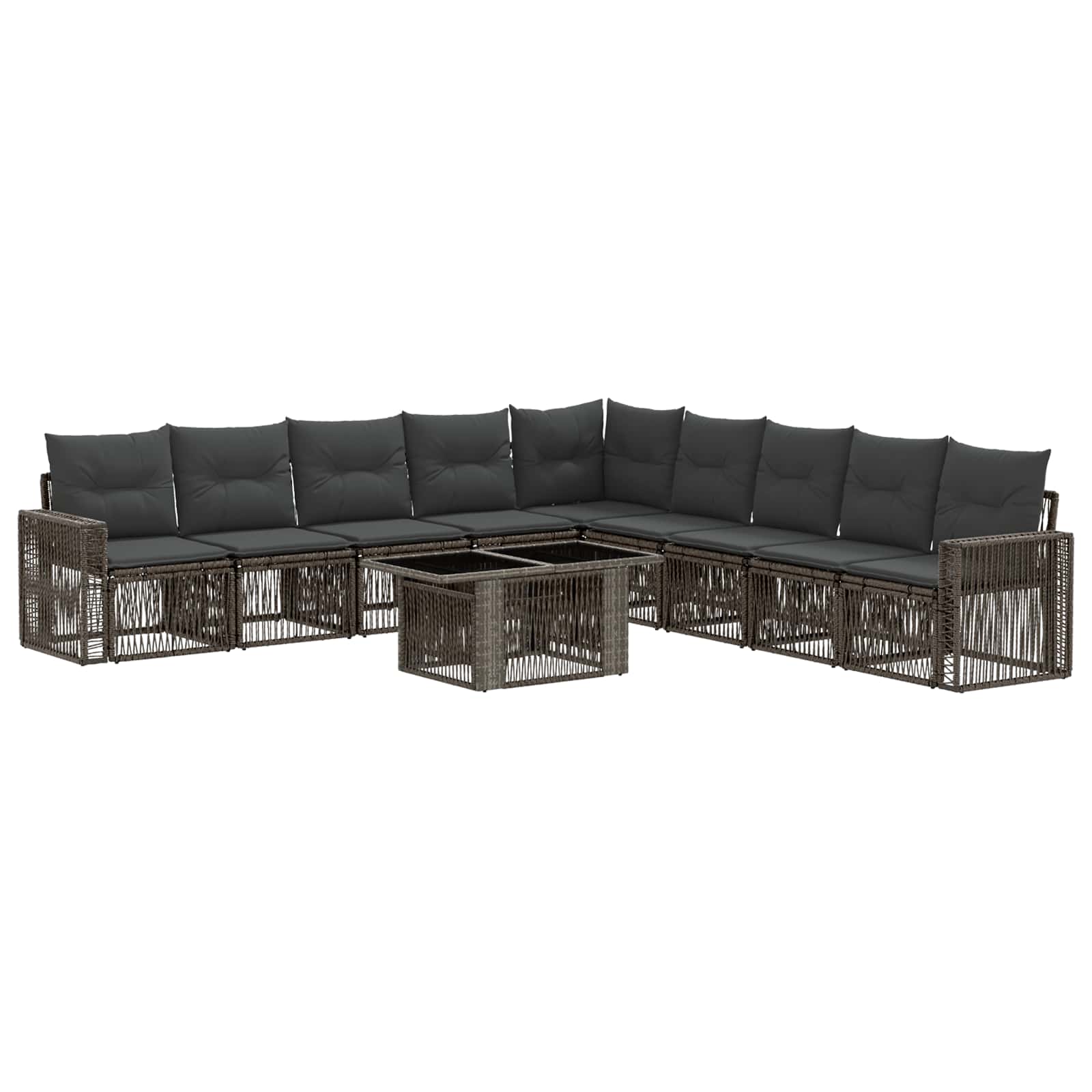Gartensofa-set 10 stk. Grau und Dunkelgrau Poly-Rattan