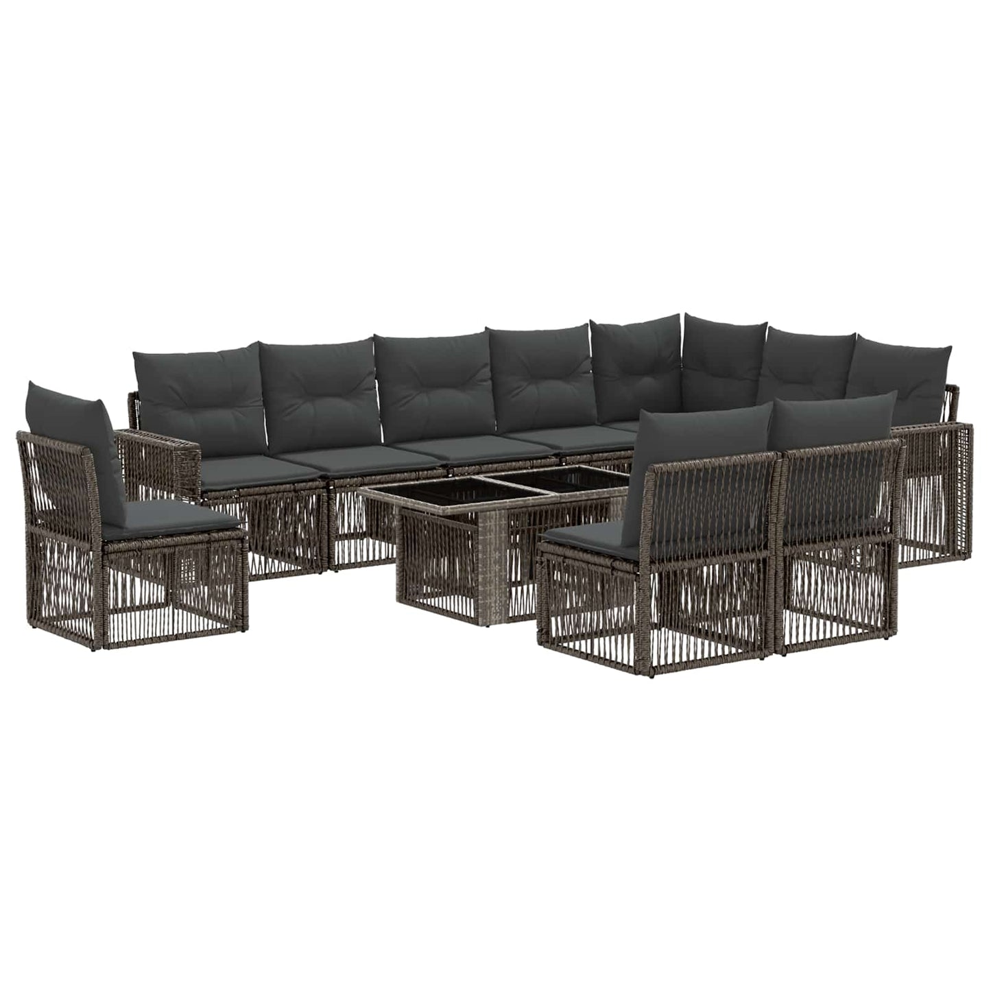 Gartensofa-set 11 stk. Grau und Dunkelgrau Poly-Rattan