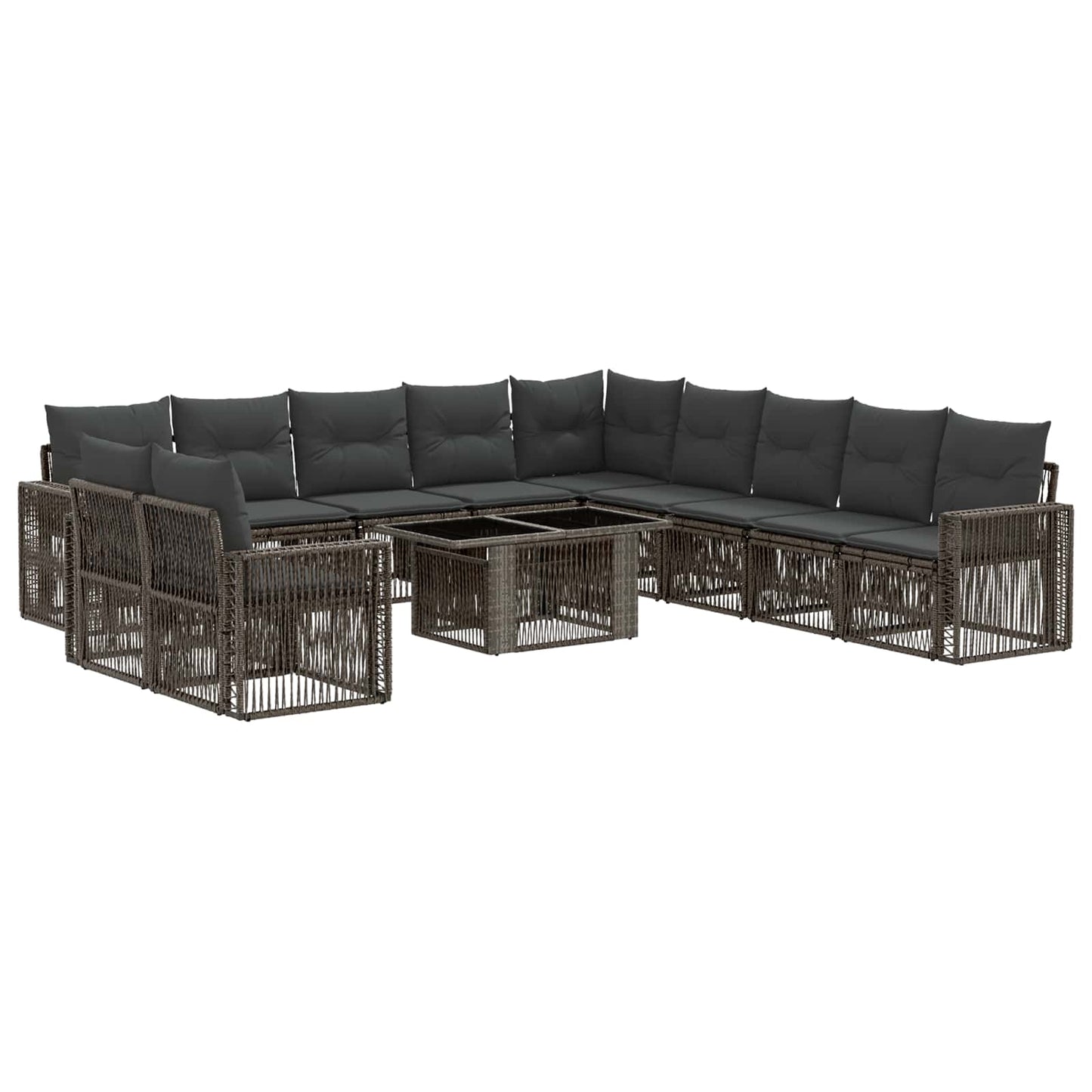 Gartensofa-set 12 stk. Grau und Dunkelgrau Poly-Rattan
