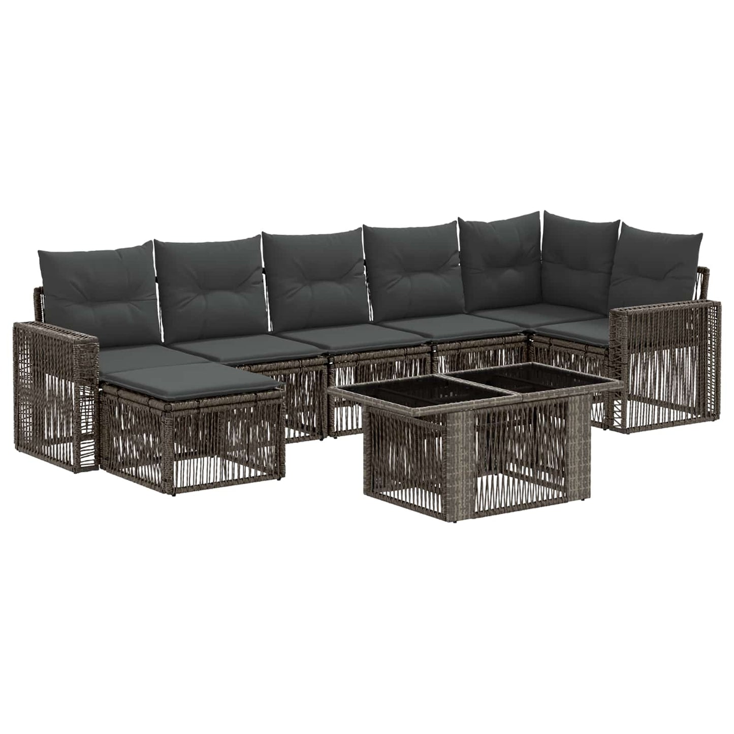 Gartensofa-set 8 stk. Grau und Dunkelgrau Poly-Rattan