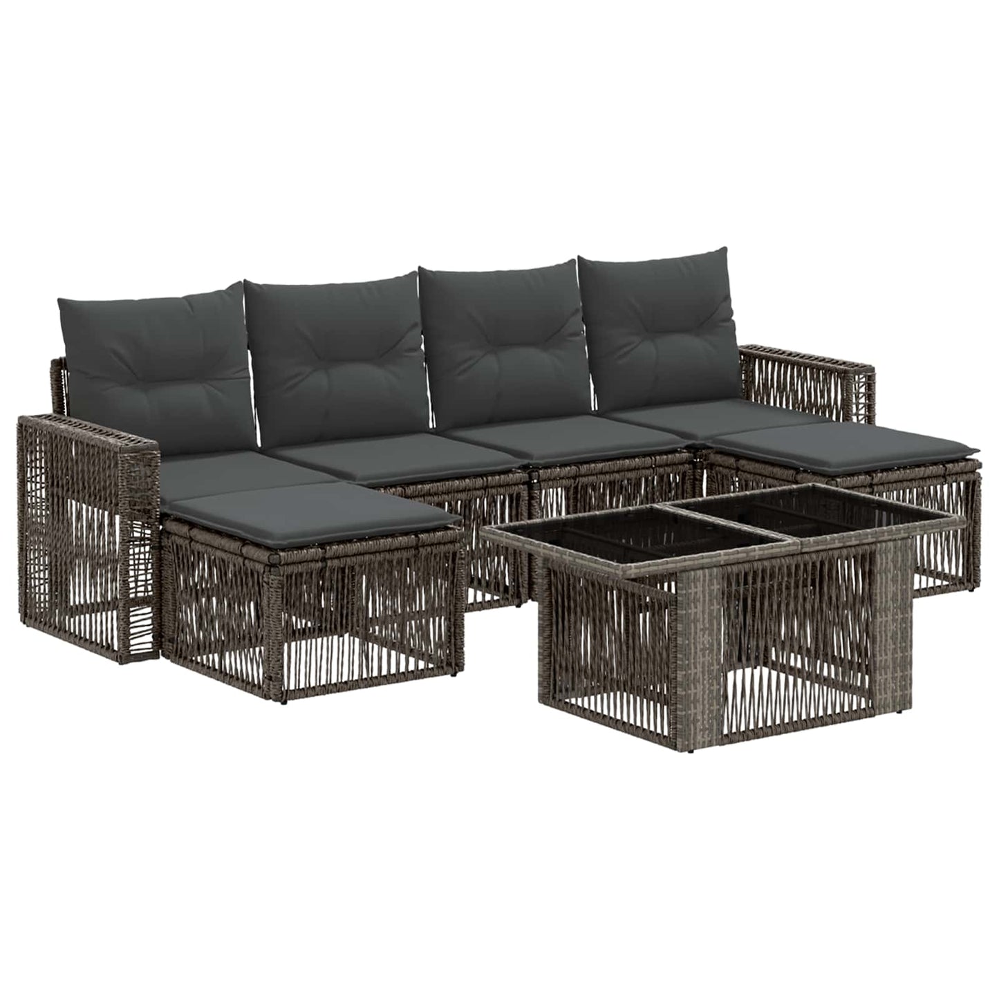 Gartensofa-set 7 stk. Grau und Dunkelgrau Poly-Rattan