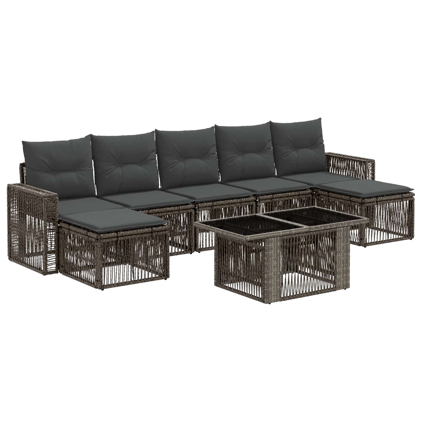 Gartensofa-set 8 stk. Grau und Dunkelgrau Poly-Rattan