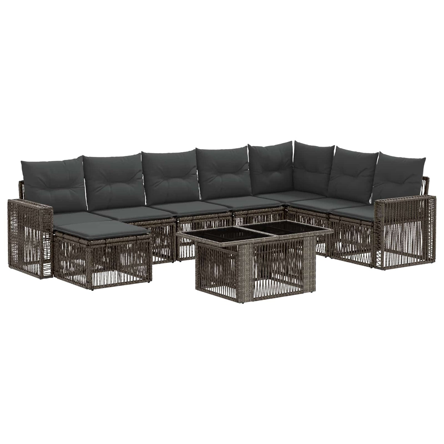 Gartensofa-set 9 stk. Grau und Dunkelgrau Poly-Rattan